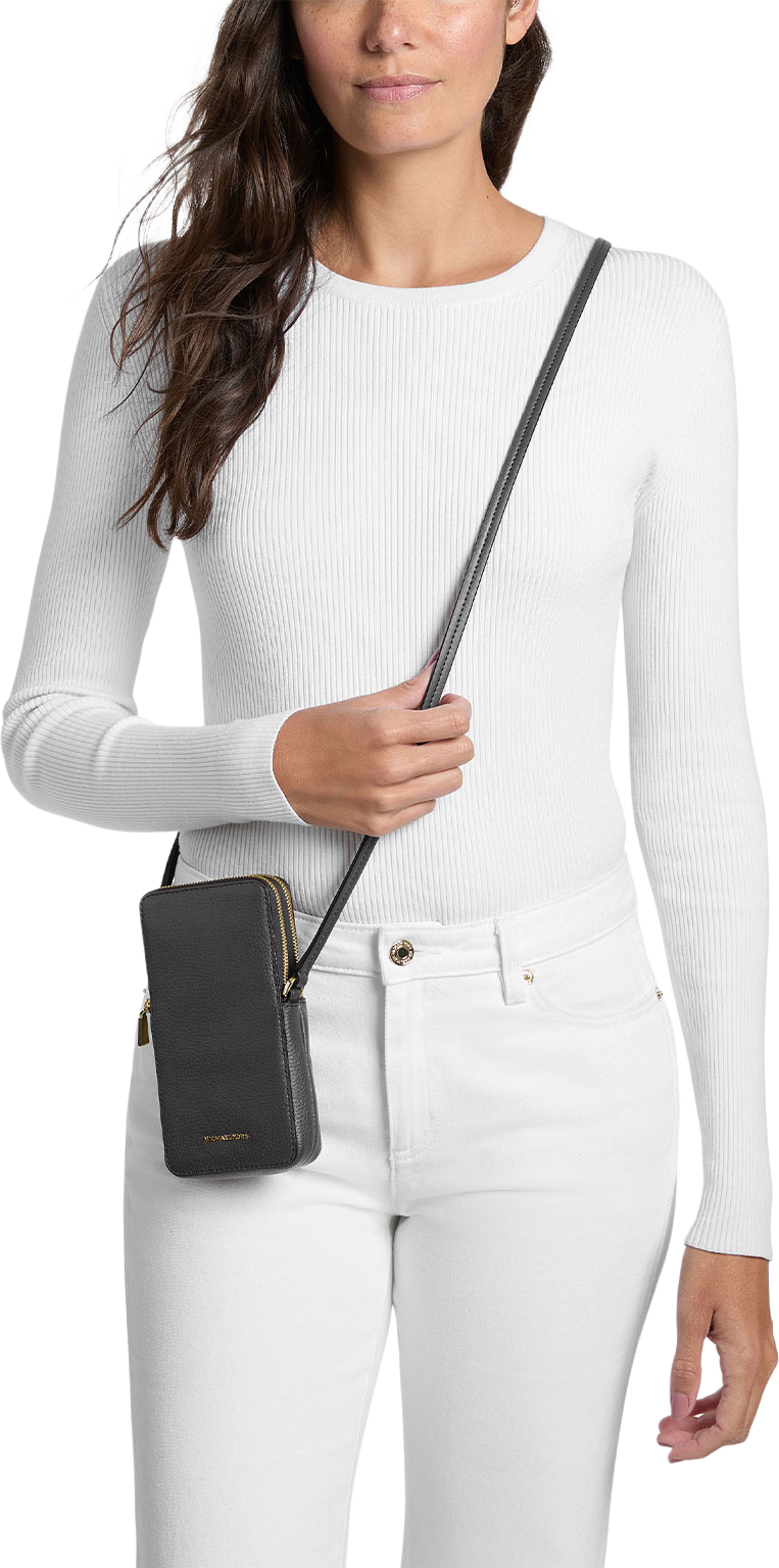 Jet Set Small Dbl Zip Phone Crossbody Bag, från Michael Kors, i färgen Black. Klicka för att öppna bilden i stort format