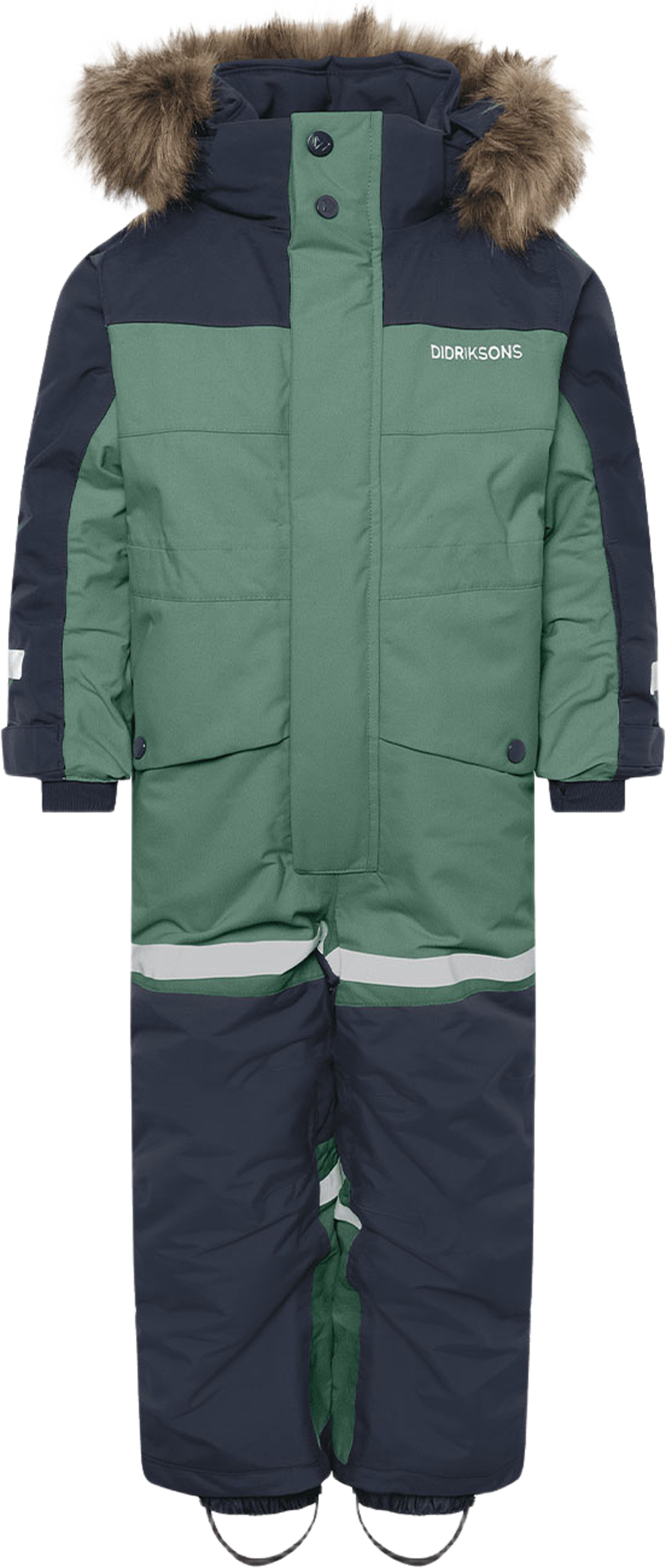 Bjärven Coverall 5, från Didriksons, i färgen Dark Moss. Klicka för att öppna bilden i stort format