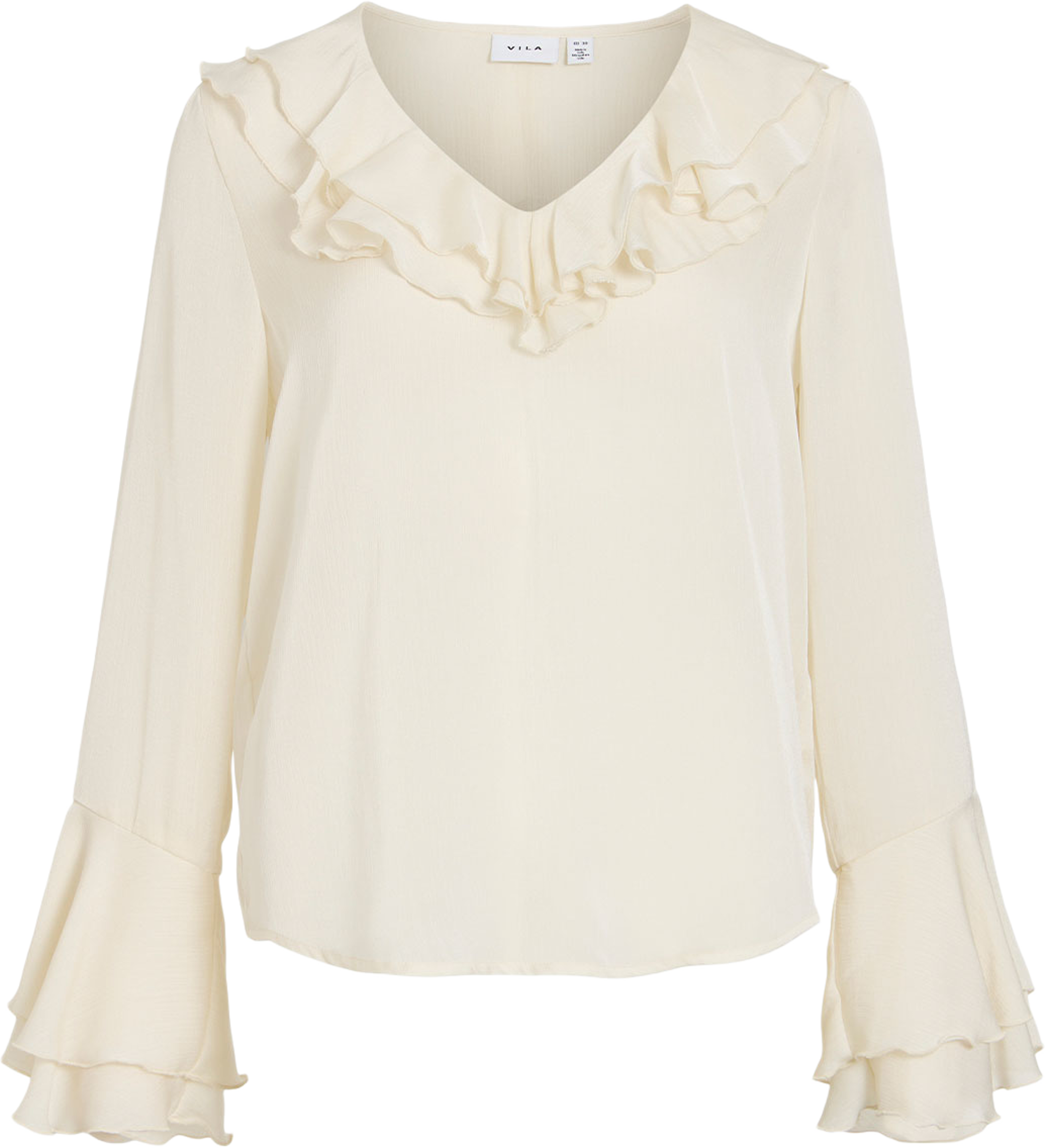 Viharrison V-Neck Top, från Vila, i färgen Birch. Klicka för att öppna bilden i stort format