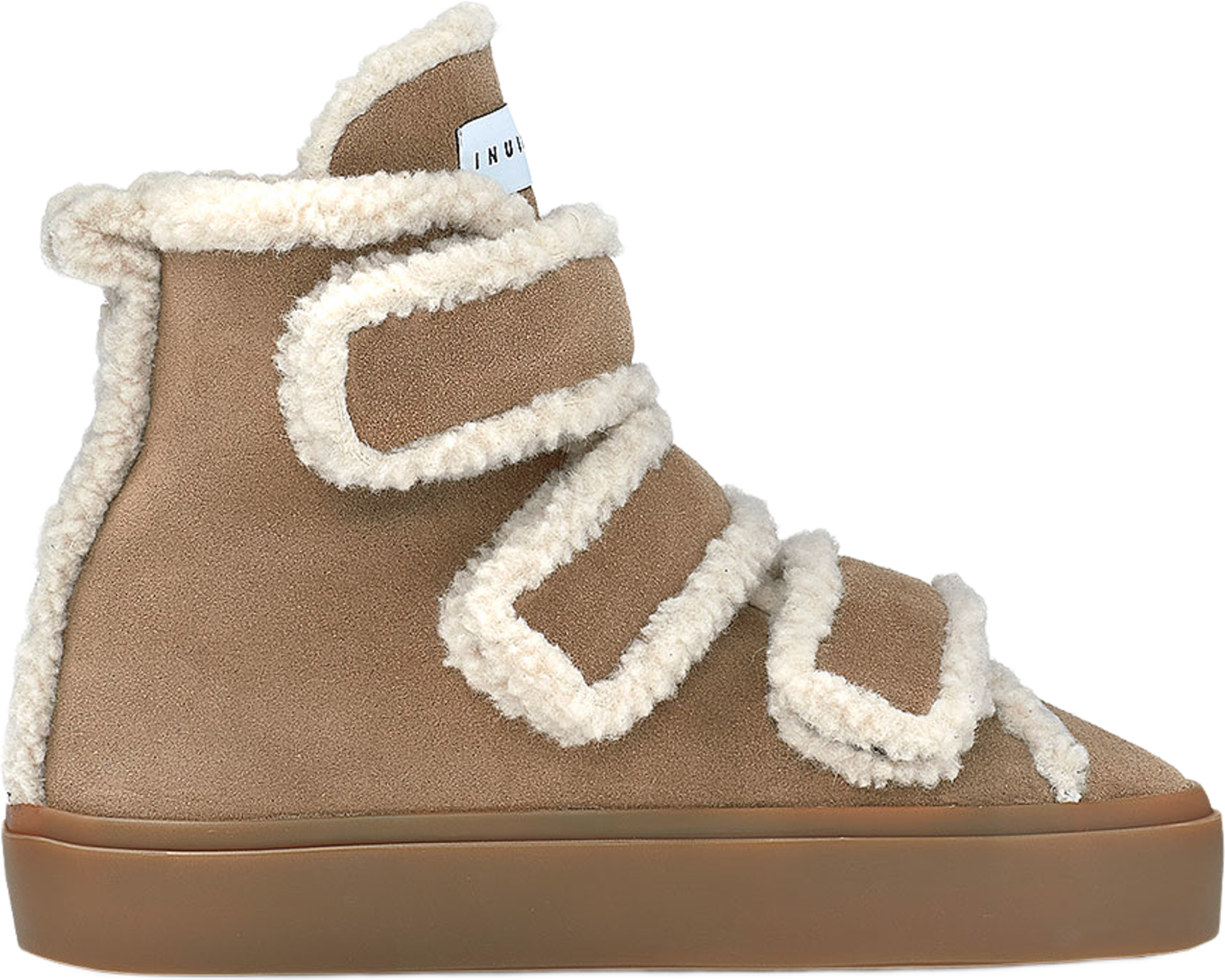 Shearling Velcro High, från Inuikii, i färgen Light Beige. Klicka för att öppna bilden i stort format