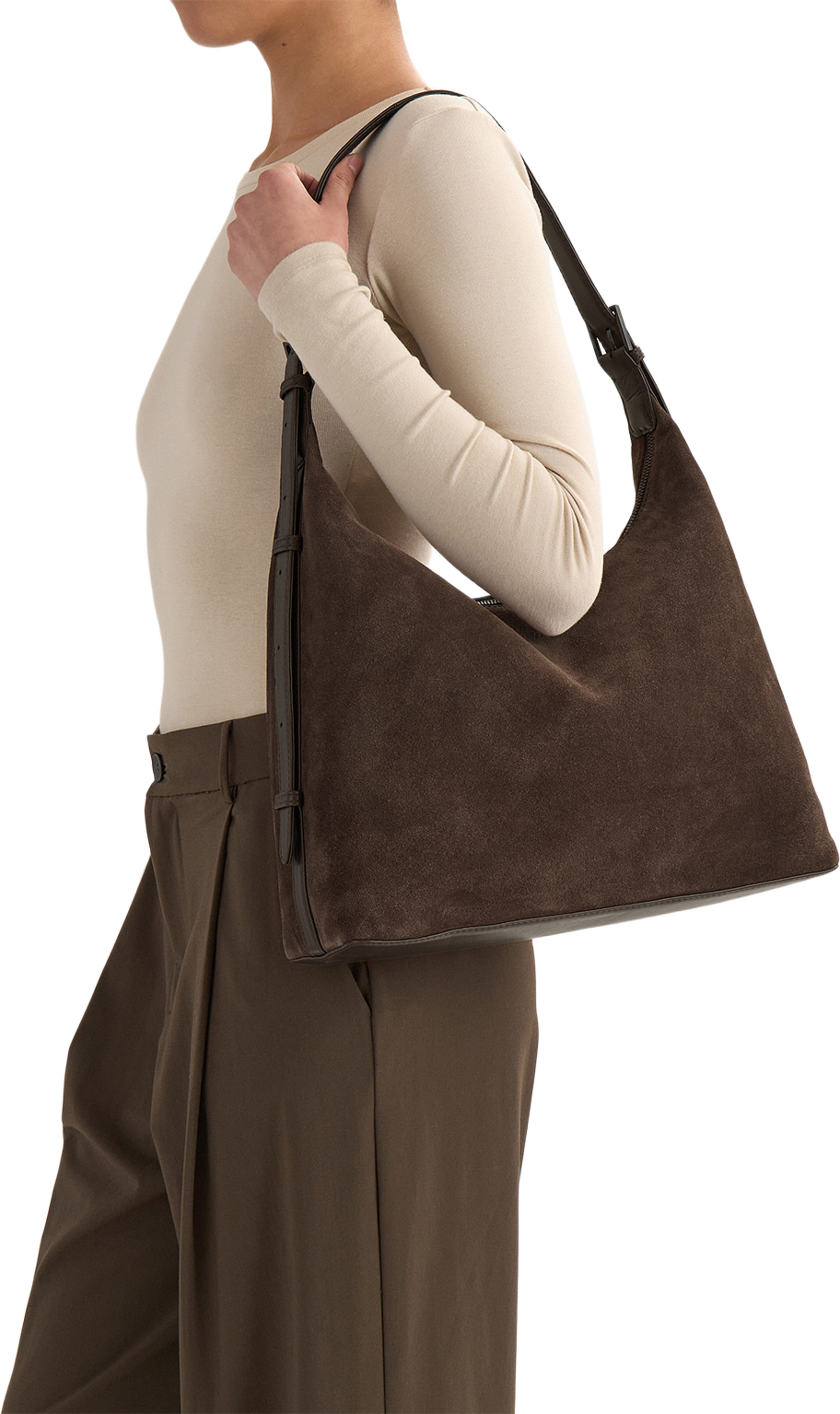 Tribeca Bag Suede, från Markberg, i färgen Dark Brown. Klicka för att öppna bilden i stort format