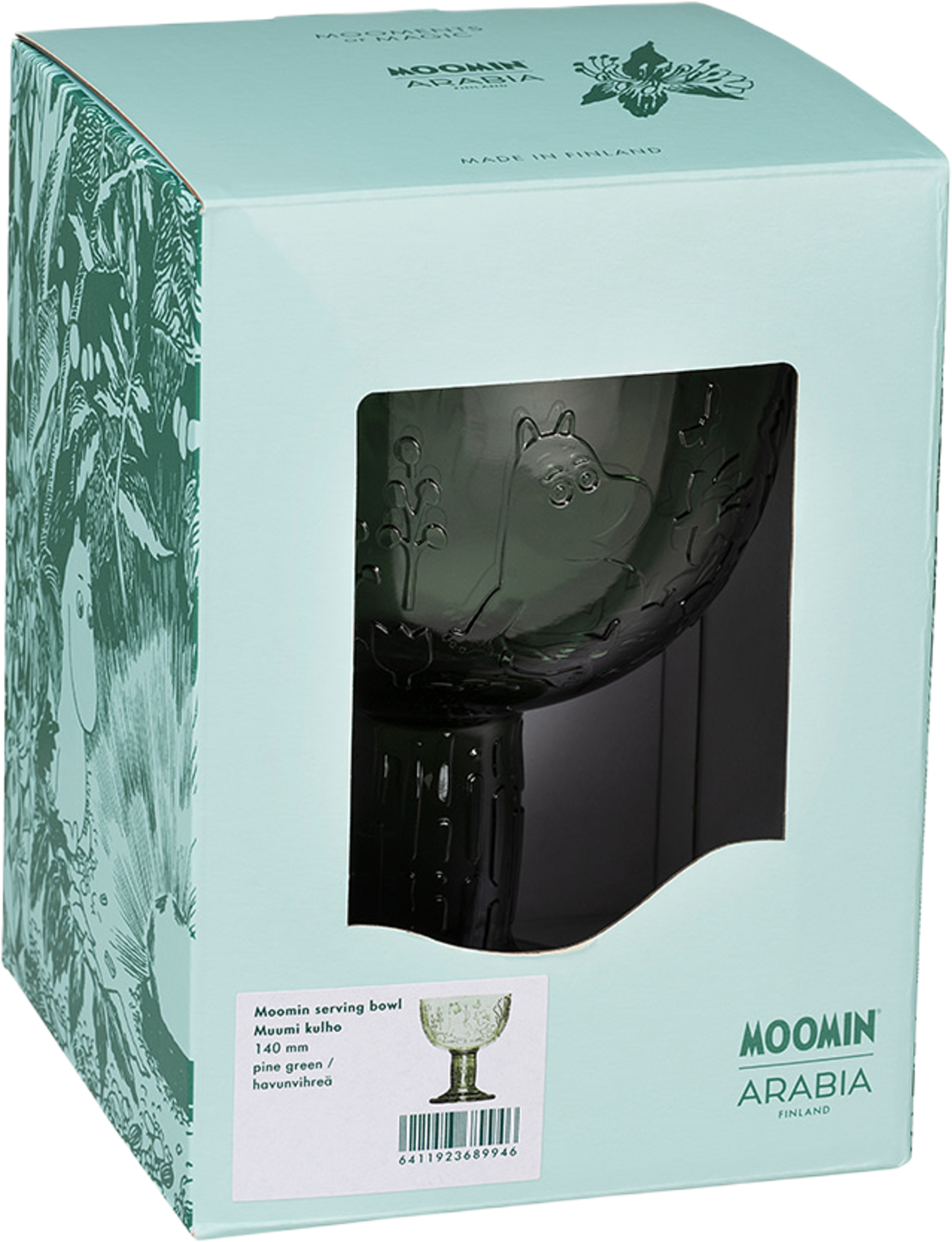 Mumin skål  140mm tallgrön, från Moomin Arabia, i färgen Grön. Klicka för att öppna bilden i stort format