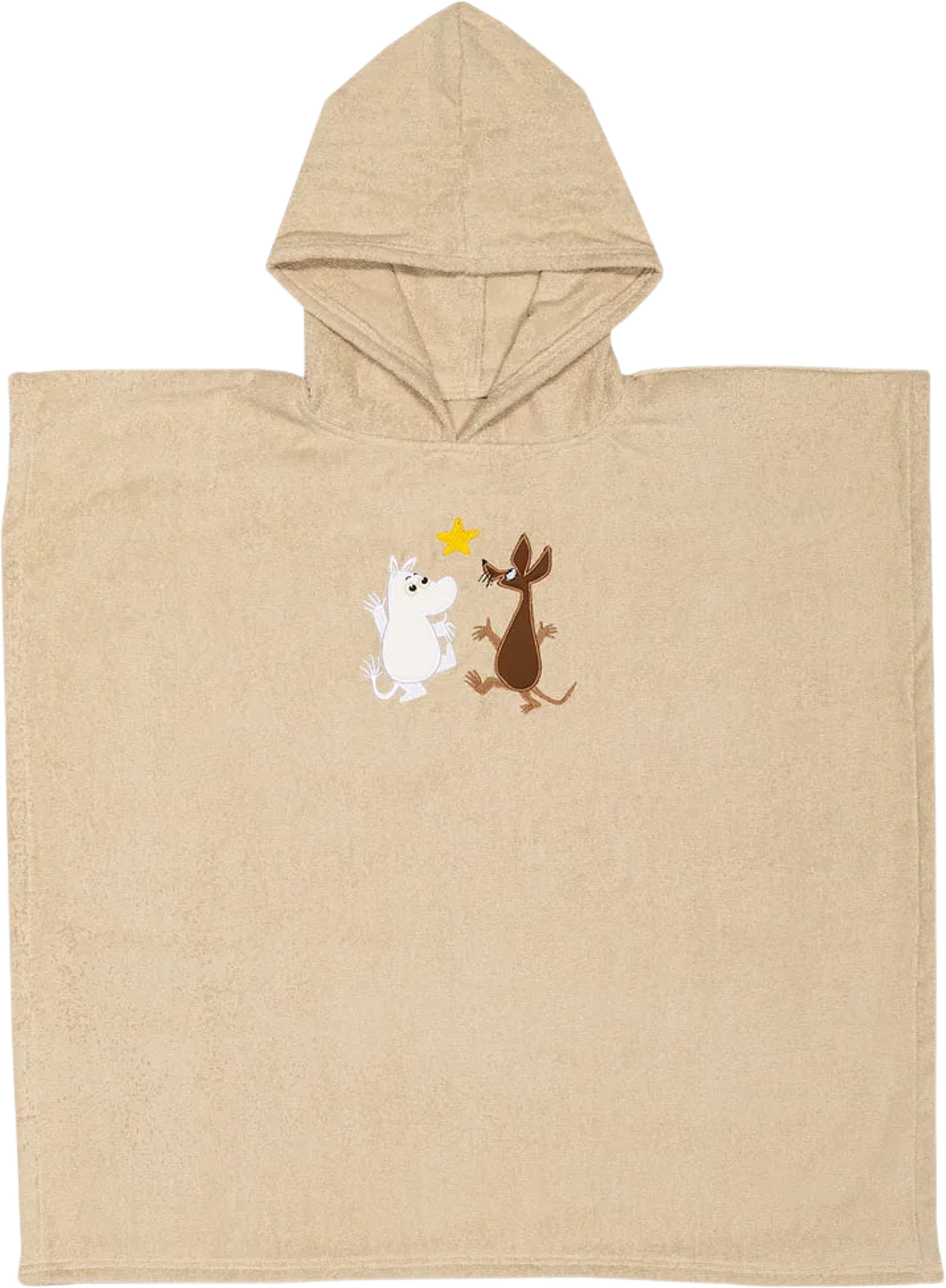 Mumin barn badponcho Rymdäventyr GOTS, från Moomin Arabia, i färgen Beige. Klicka för att öppna bilden i stort format
