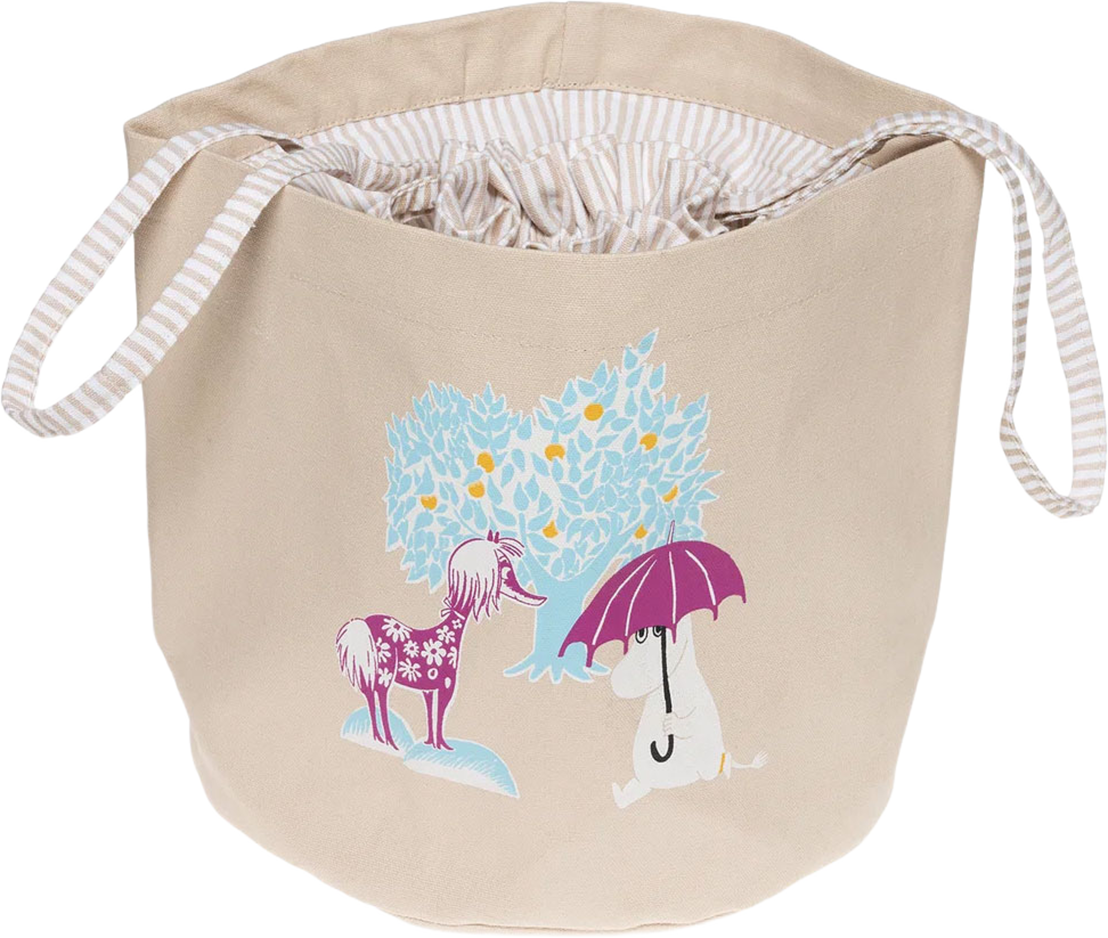 Mumin förvaringskorg 24cm Under paraplyet GOTS, från Moomin Arabia, i färgen Beige. Klicka för att öppna bilden i stort format