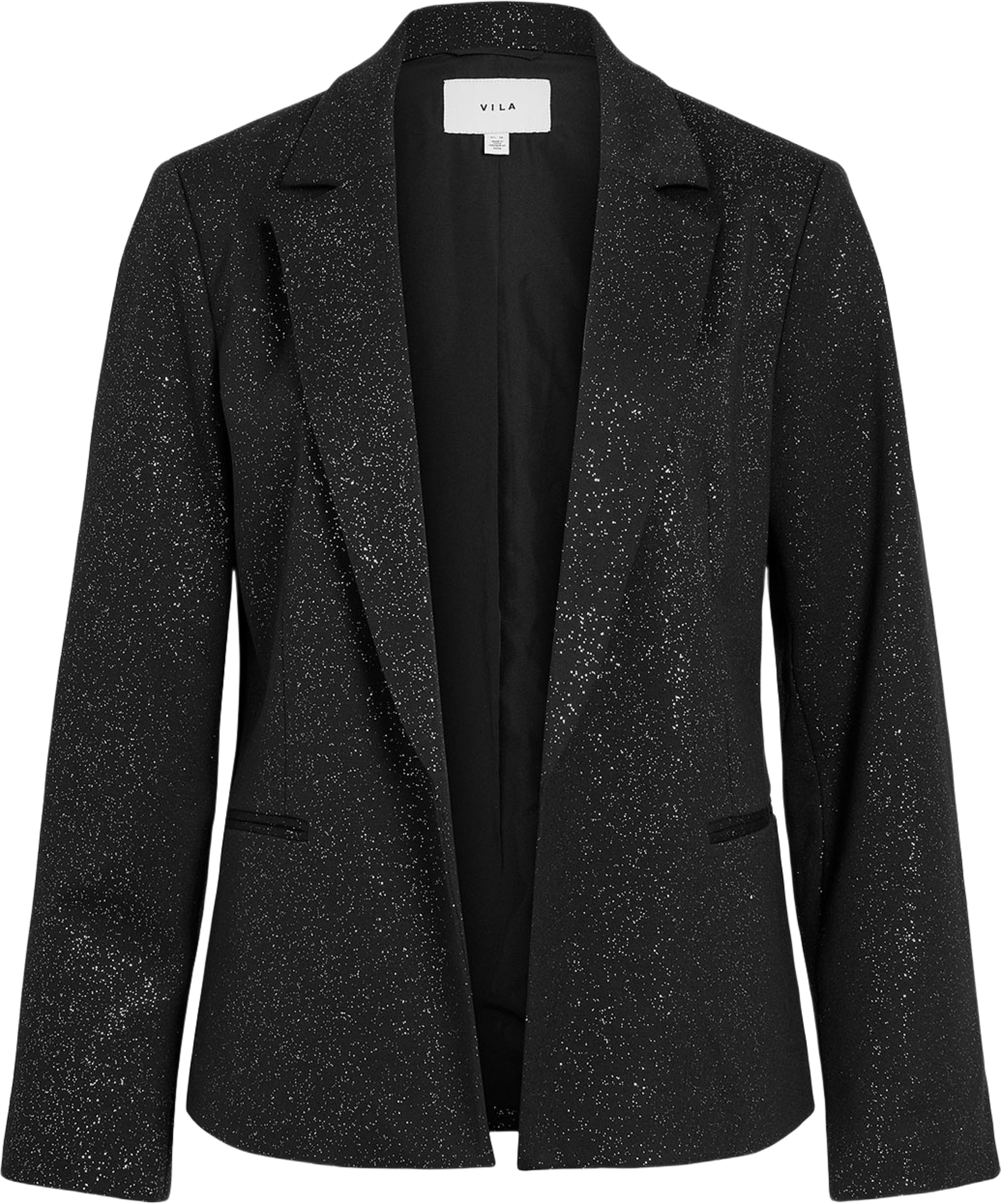 Vivarone Glitter Blazer, från Vila, i färgen Black Beauty Silver Glitter. Klicka för att öppna bilden i stort format