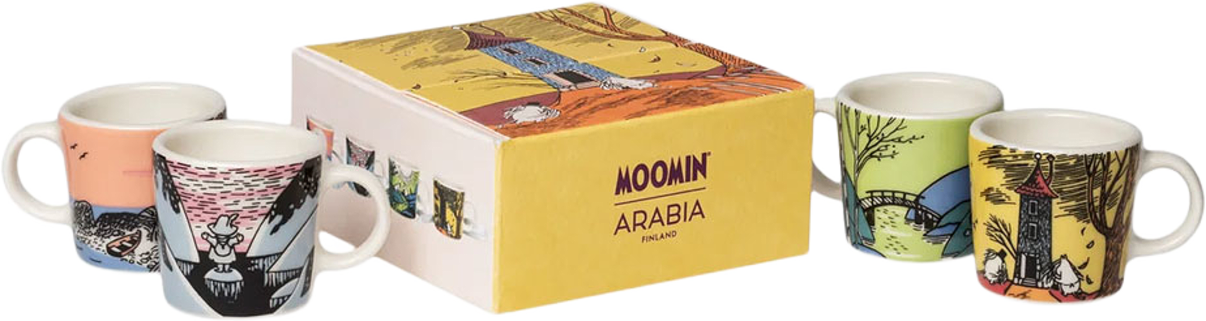 Mumin mini mugg set Mumindagen 4st, från Moomin Arabia, i färgen Flerfärgad. Klicka för att öppna bilden i stort format