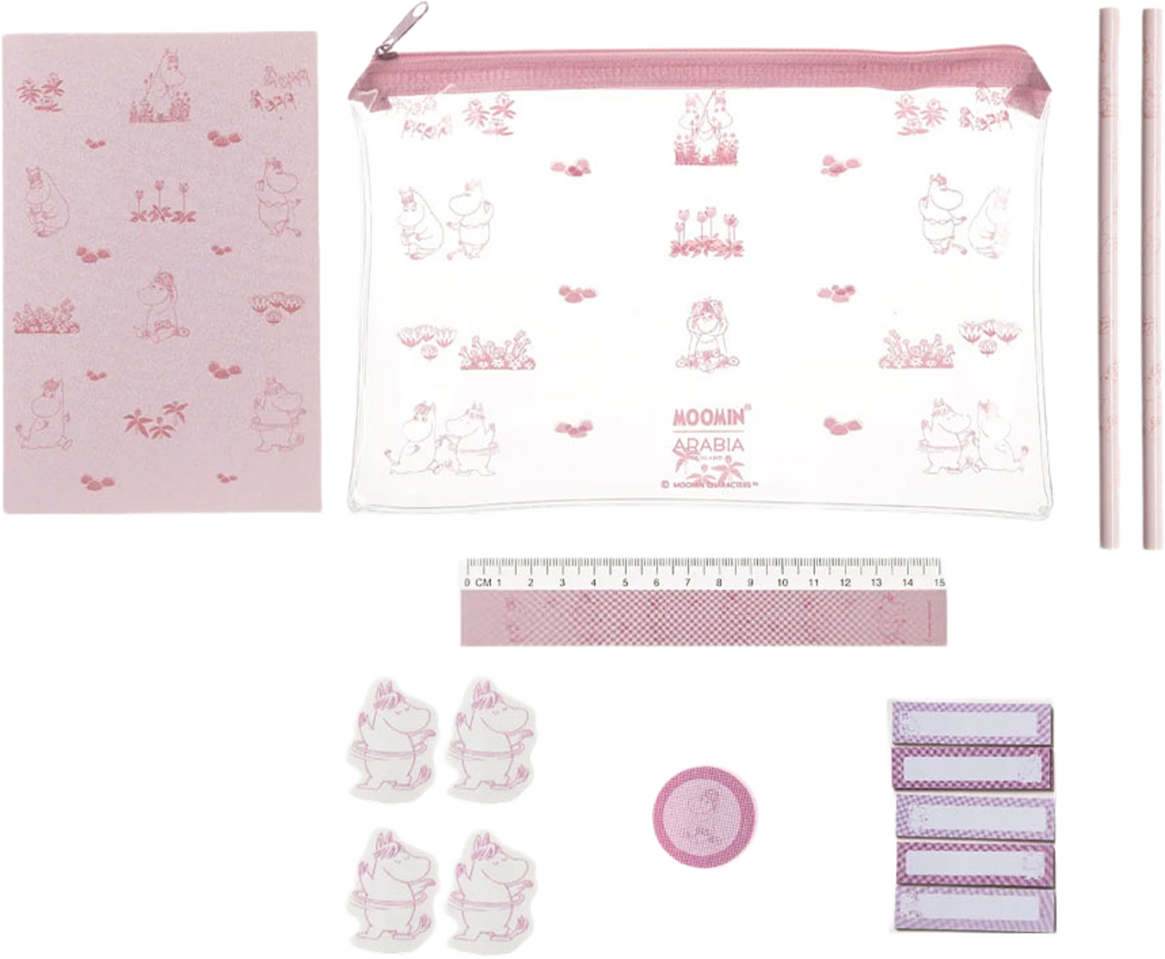 Mumin kontorsset  Snorkfröken, från Moomin Arabia, i färgen Rosa. Klicka för att öppna bilden i stort format