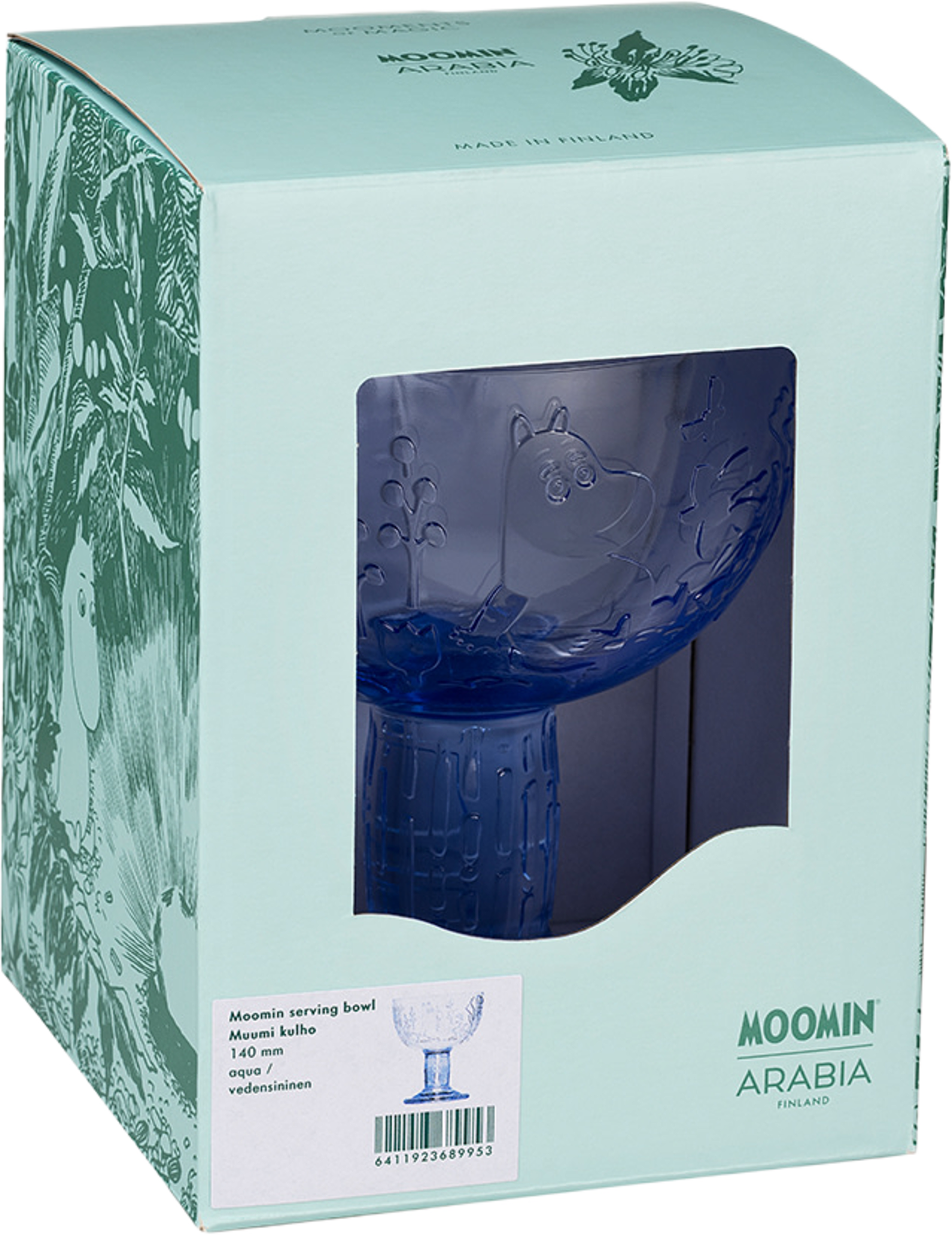 Mumin skål  140mm aqua, från Moomin Arabia, i färgen Blå. Klicka för att öppna bilden i stort format