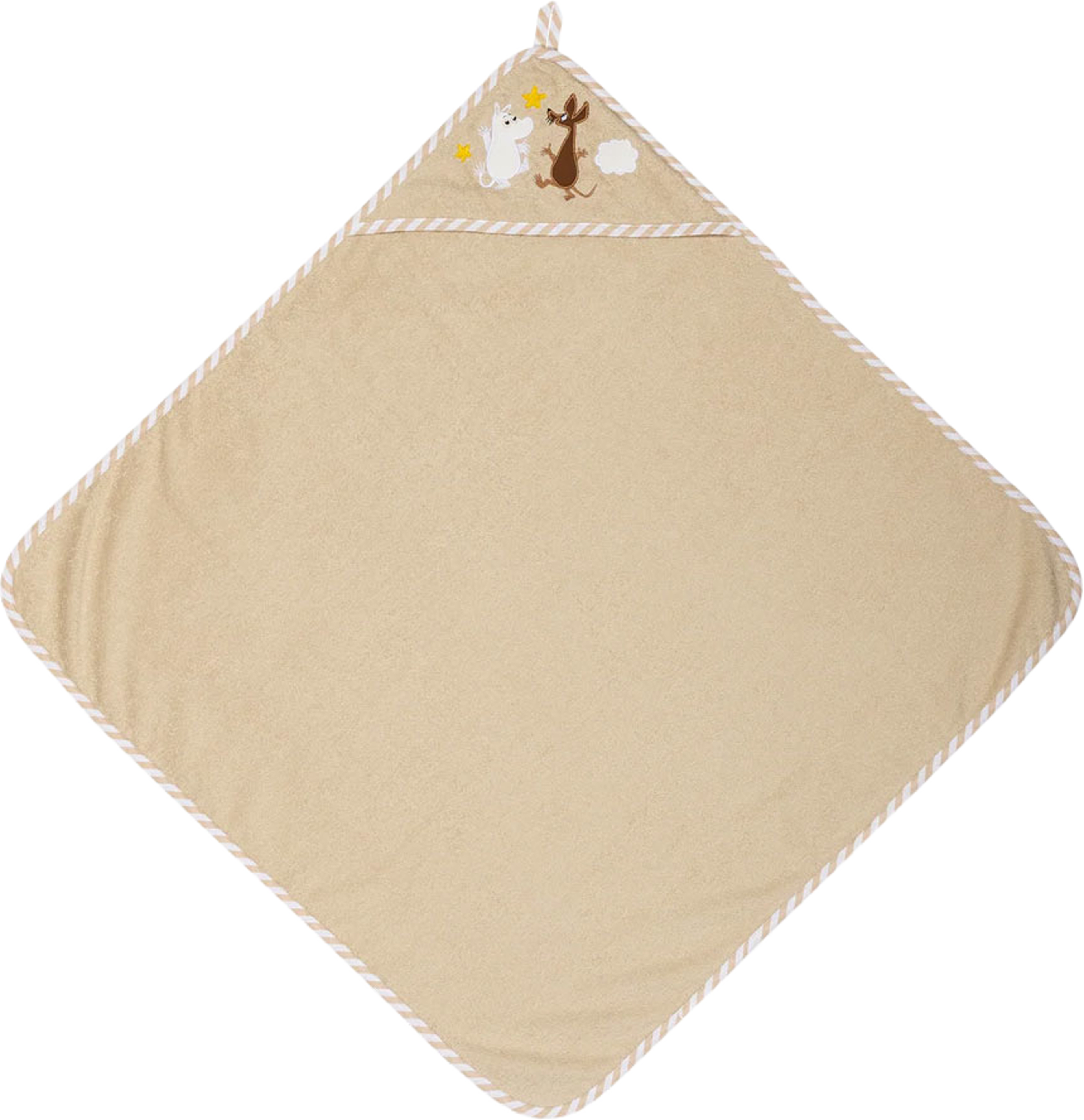Mumin badhandduk med huva Rymdäventyr GOTS, från Moomin Arabia, i färgen Beige. Klicka för att öppna bilden i stort format
