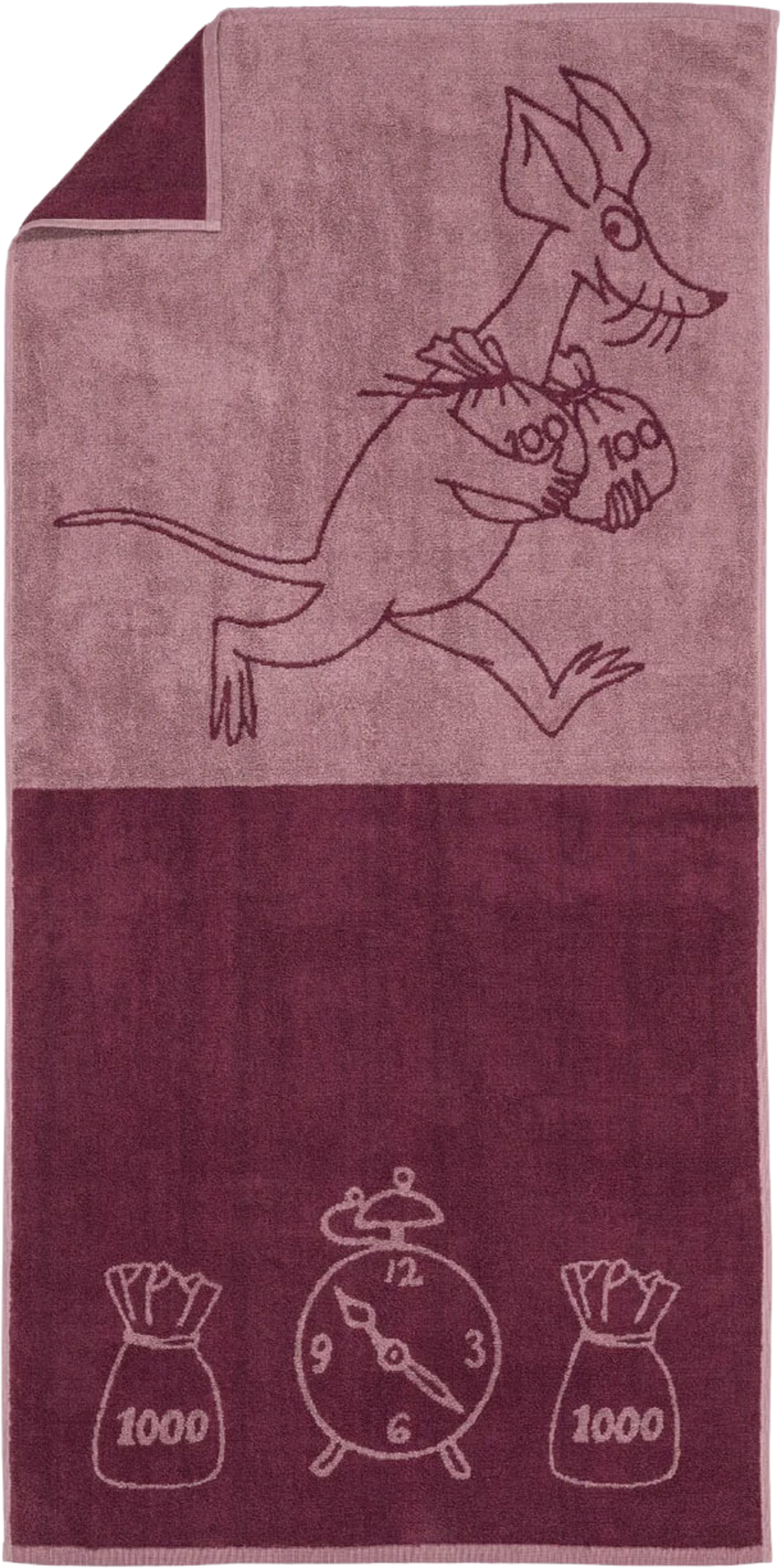 Mumin badhand.70x140 Sniff malva GOTS, från Moomin Arabia, i färgen Rosa. Klicka för att öppna bilden i stort format