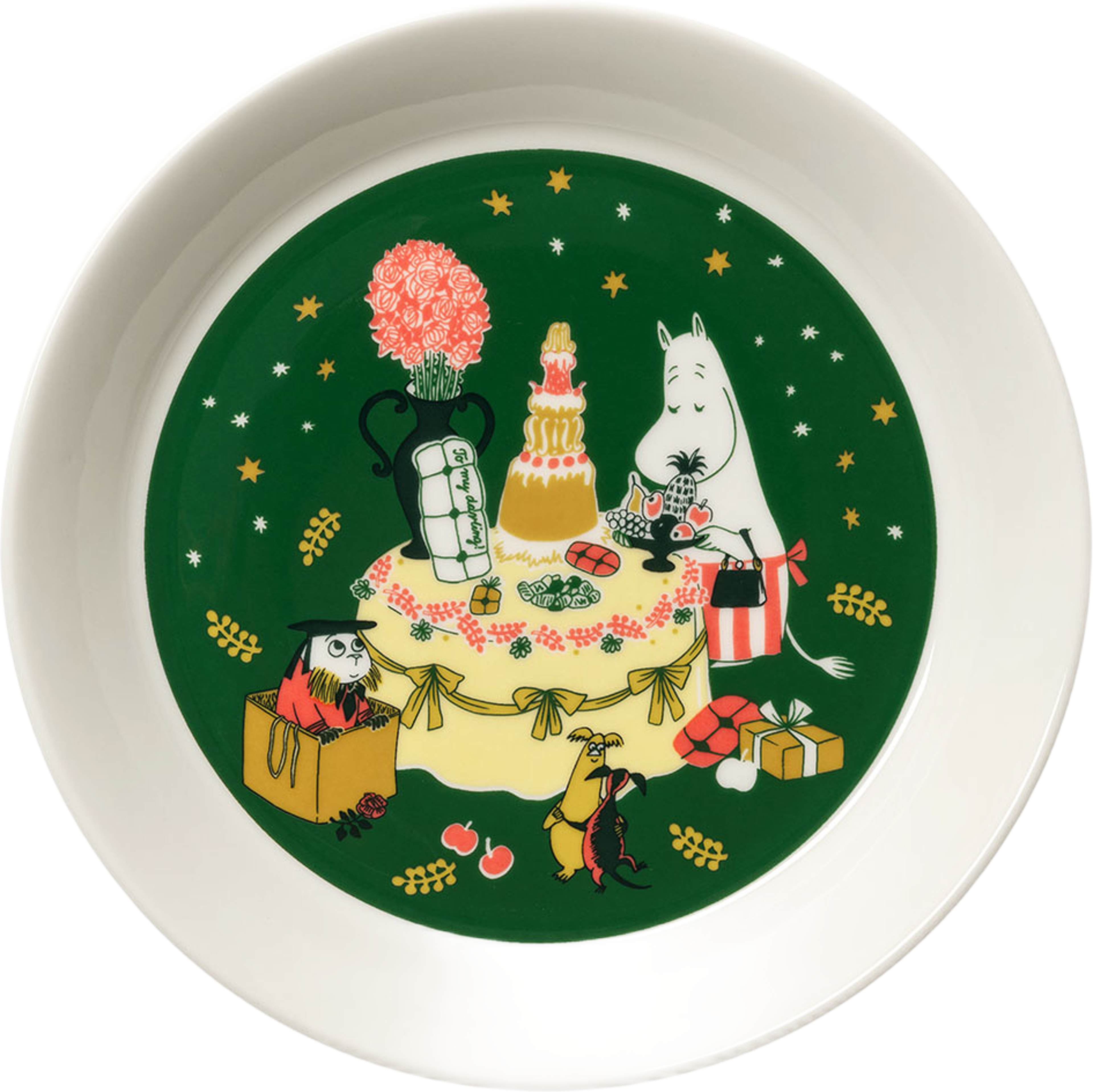 Mumin tallrik 19cm Kärleksgåva, från Moomin Arabia, i färgen Grön. Klicka för att öppna bilden i stort format
