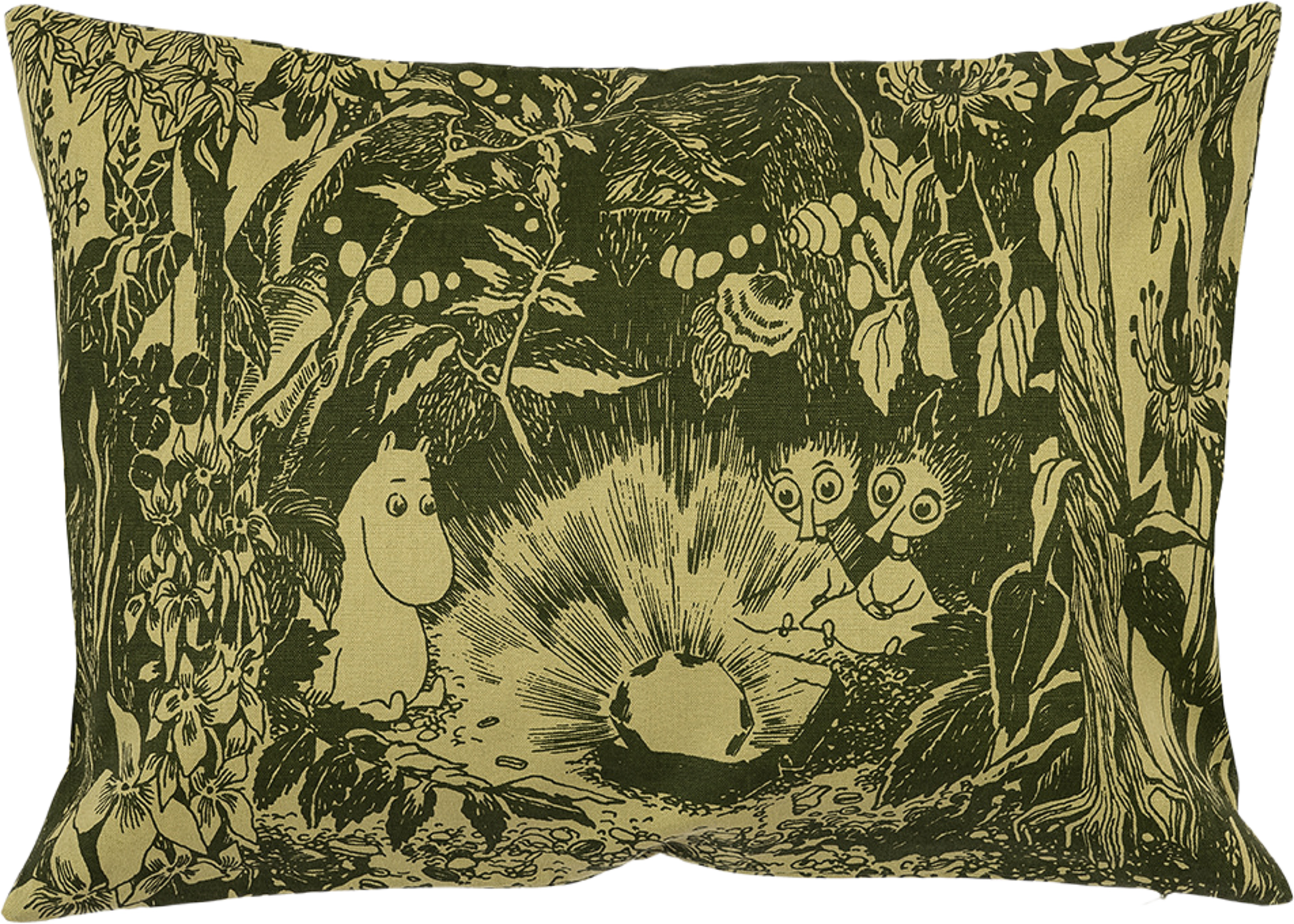Mumin kuddfodral 40x58 Mystikens skog grön, från Moomin Arabia, i färgen Grön. Klicka för att öppna bilden i stort format