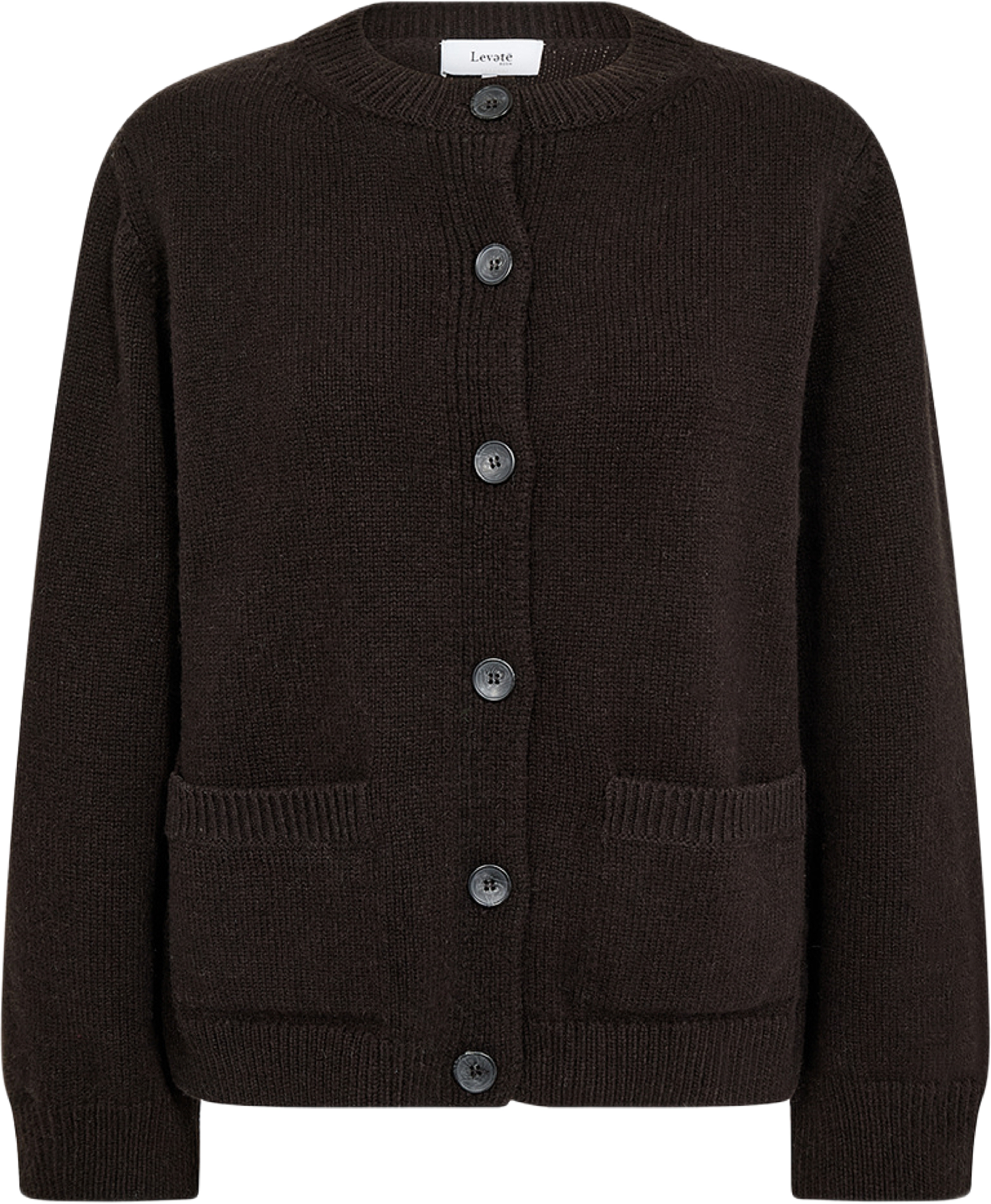 Perle 9 Cardigan, från Leveté Room, i färgen After Dark. Klicka för att öppna bilden i stort format