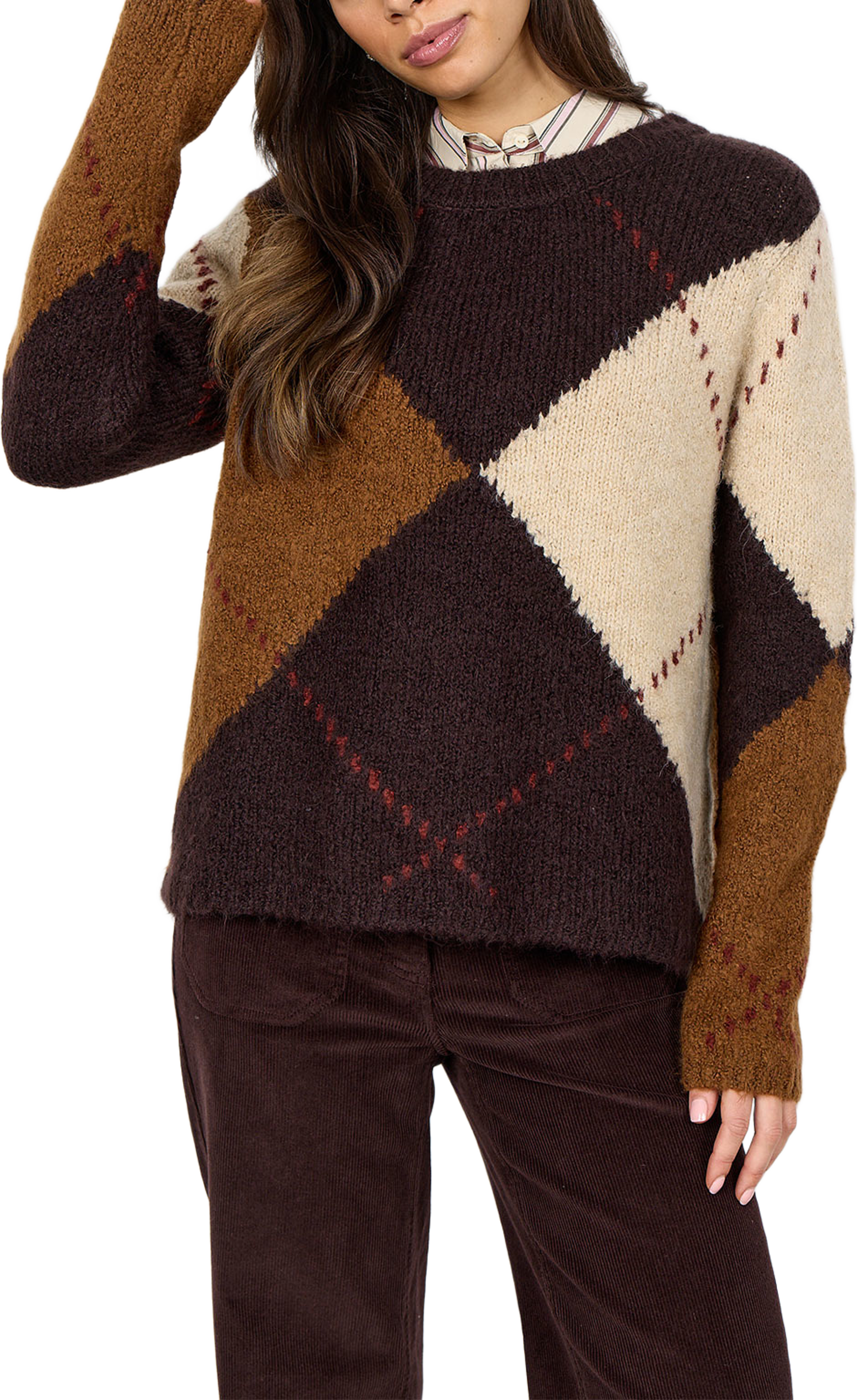 SC-HACER 2 - YD PULLOVER, från Soyaconcept, i färgen Chocolate Plum Mel Com. Klicka för att öppna bilden i stort format