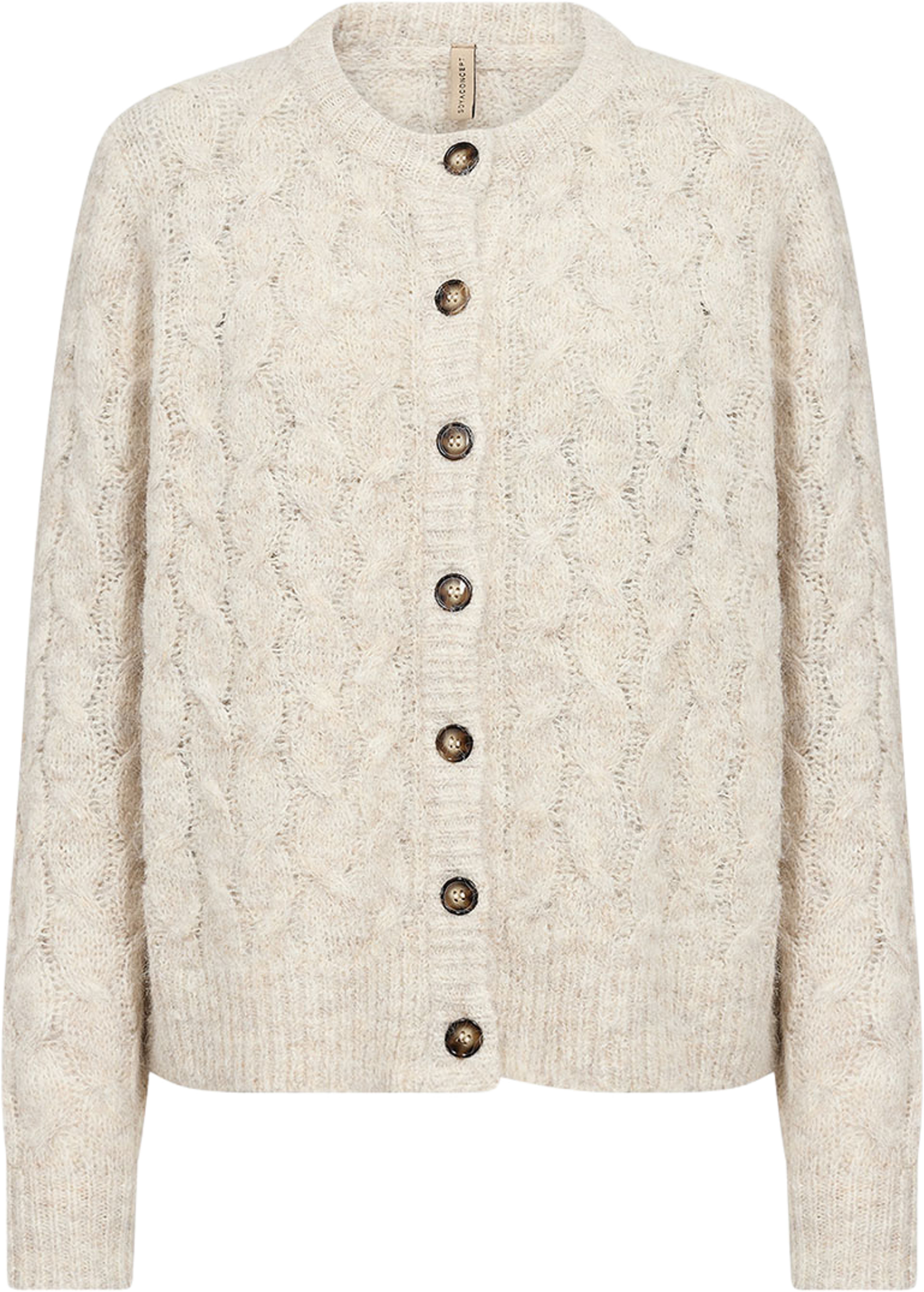 SC-HEIDA 2 CARDIGAN, från Soyaconcept, i färgen Sand. Klicka för att öppna bilden i stort format