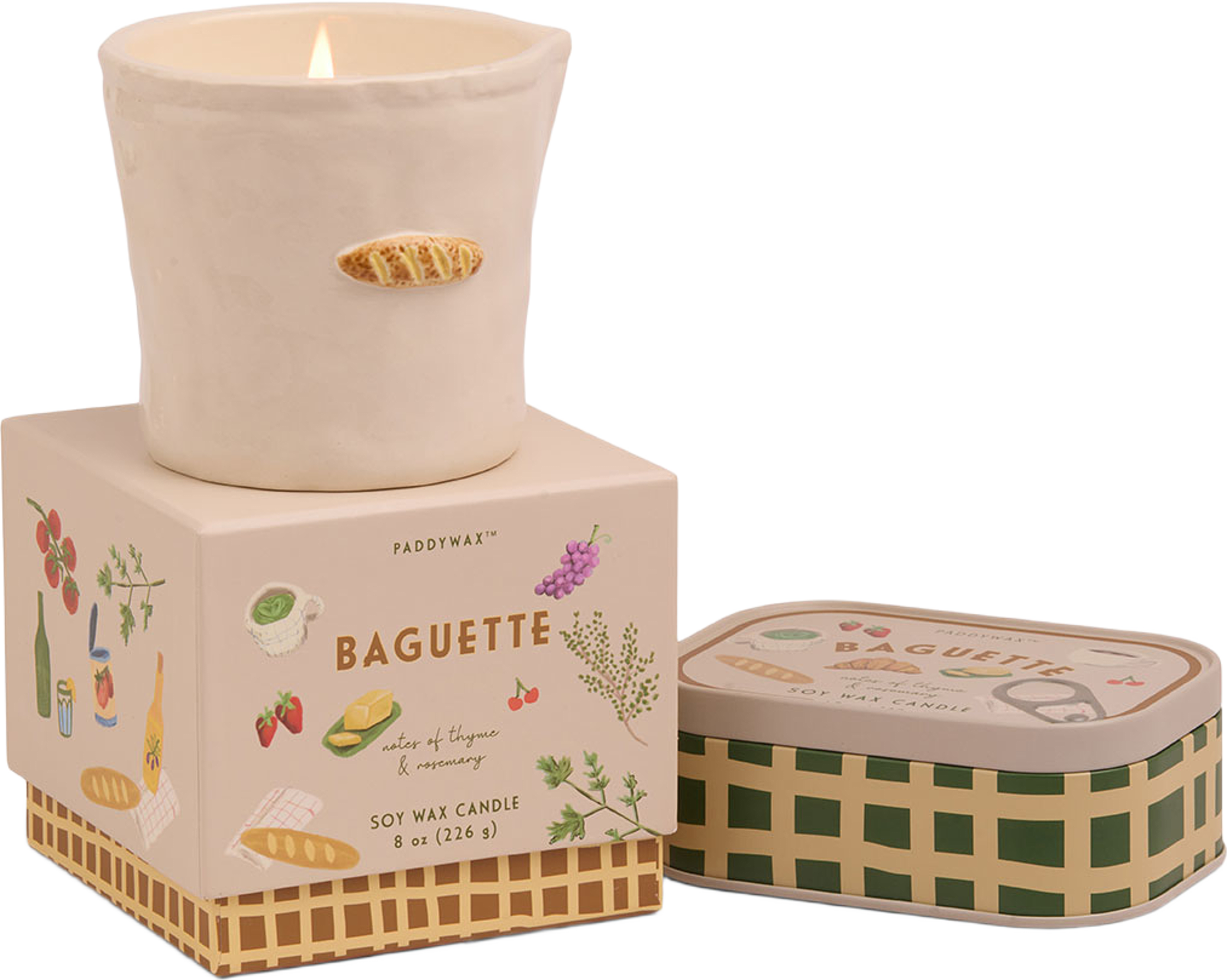 Doftljus i keramikkrus Bistro  -Baguette, från Paddywax, i färgen White. Klicka för att öppna bilden i stort format