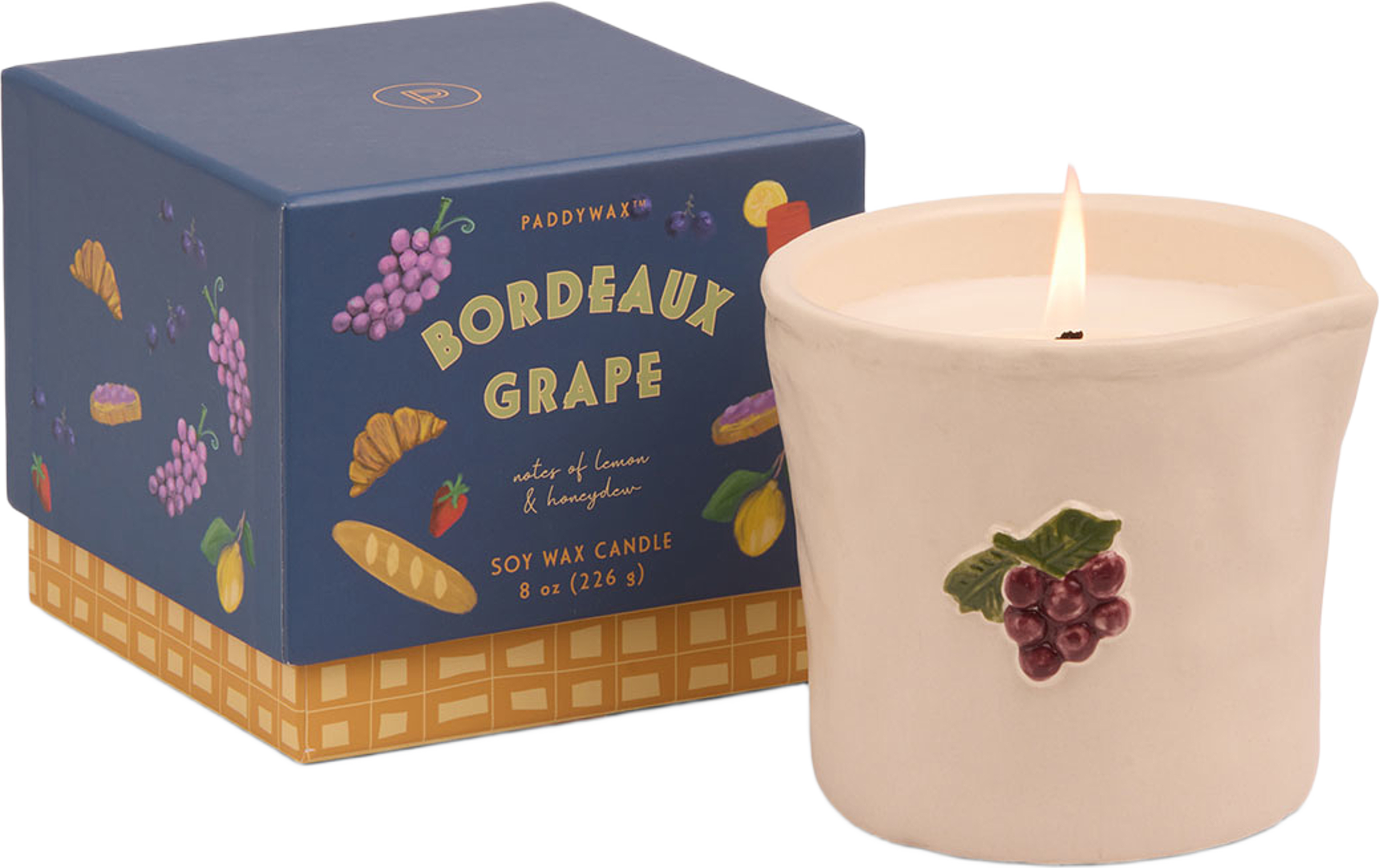Doftljus i keramikkrus Bistro  - Bordeaux Grape, från Paddywax, i färgen White. Klicka för att öppna bilden i stort format