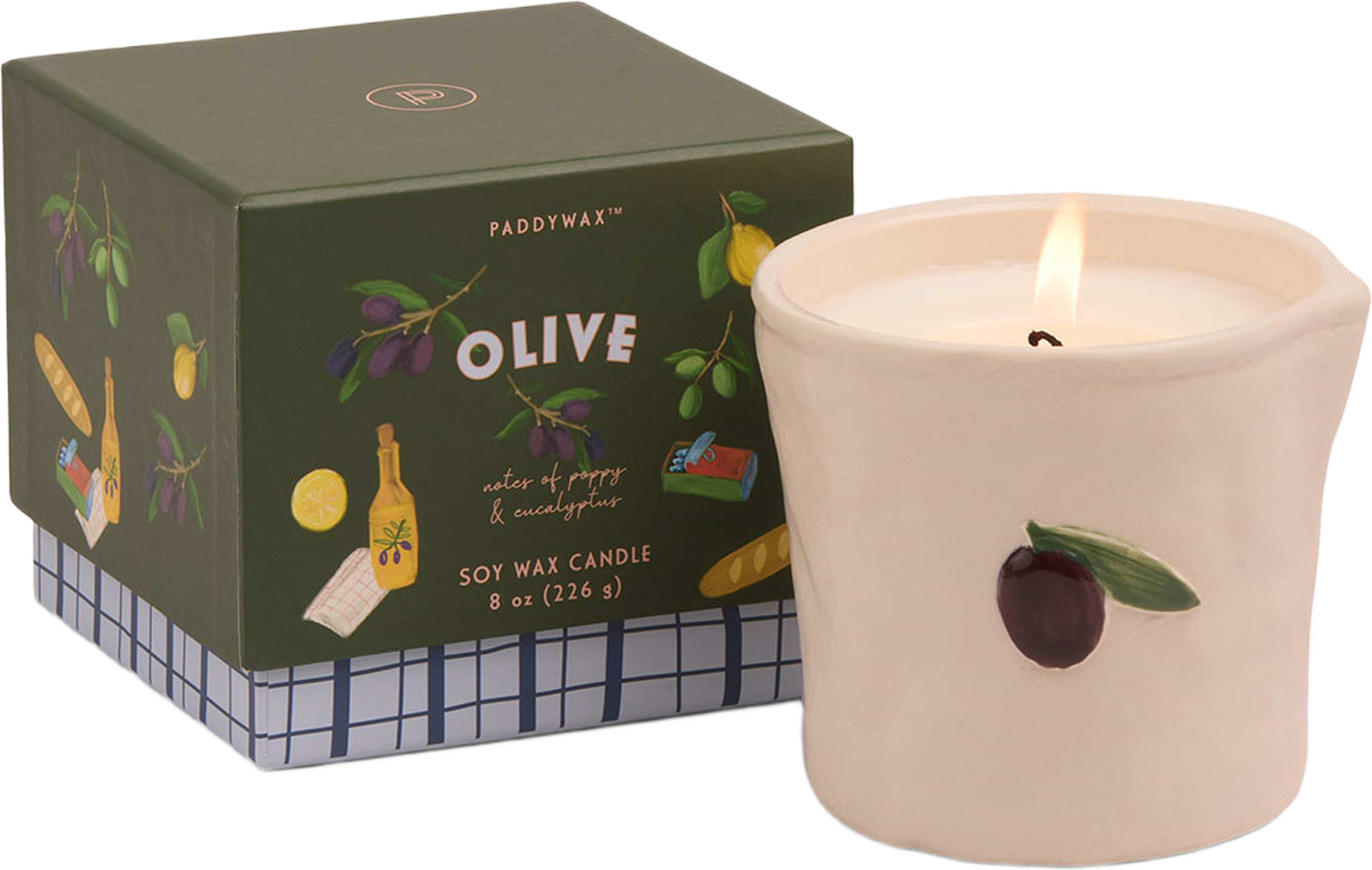 Doftljus i keramikkrus Bistro  - Fig & Olive, från Paddywax, i färgen White. Klicka för att öppna bilden i stort format