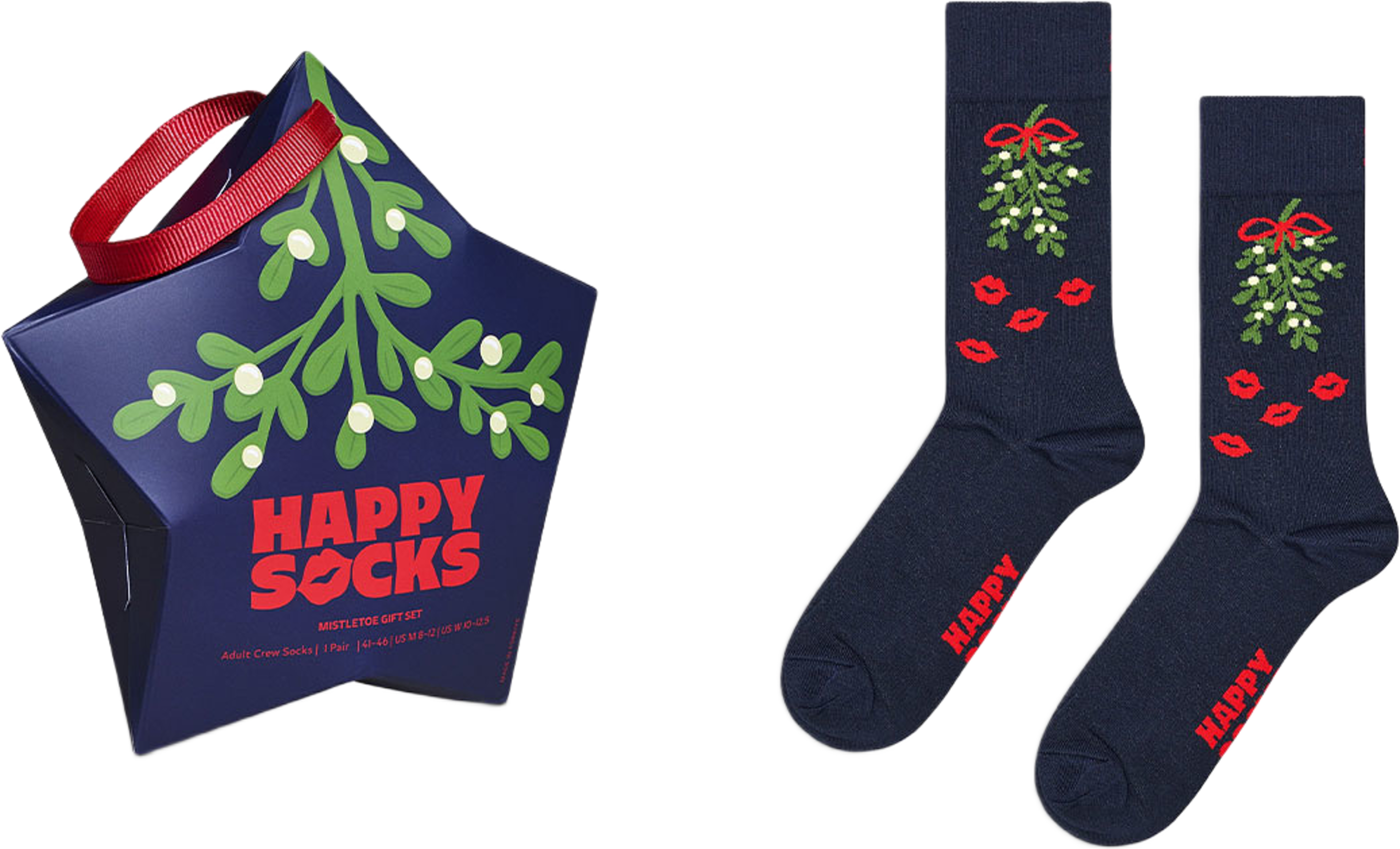1-Pack Mistletoe Sock Gift Set, från Happy Socks, i färgen Navy. Klicka för att öppna bilden i stort format
