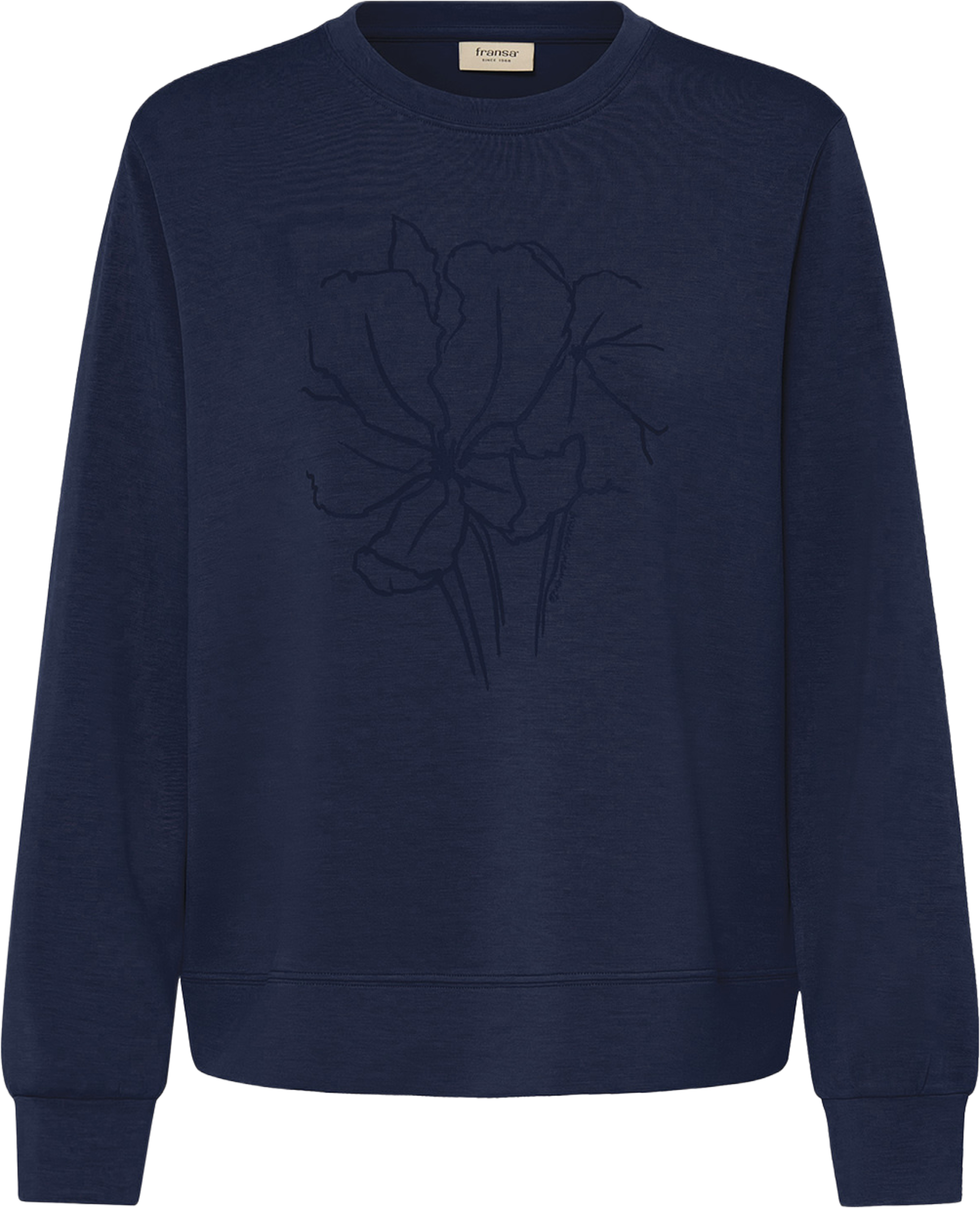 FRAURORA PU 25 Blouse, från Fransa, i färgen Draw Flower Navy Blazer. Klicka för att öppna bilden i stort format