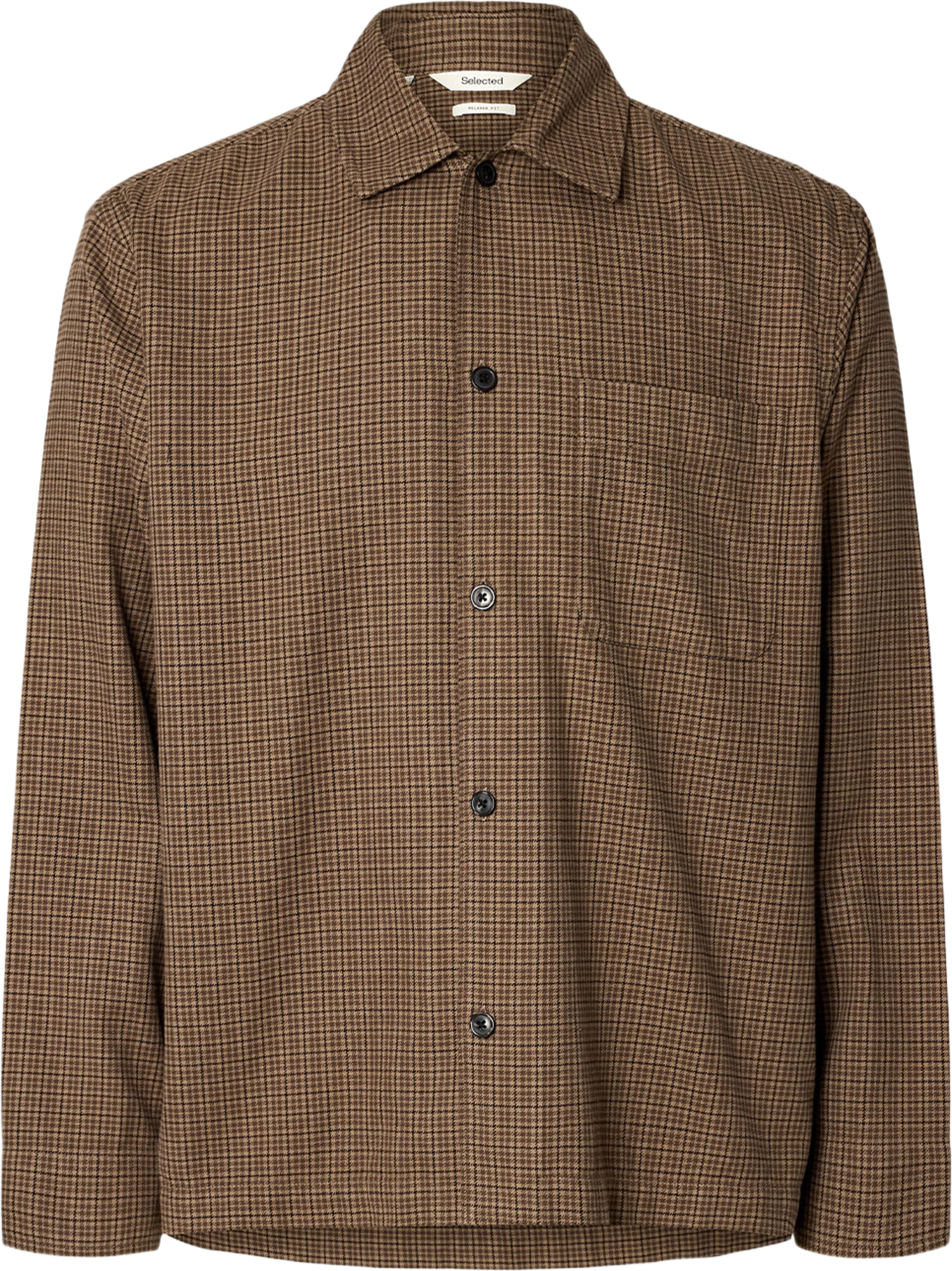 Noah Brush Twist Overshirt, från Selected, i färgen Turkish Coffee Blue + Brown. Klicka för att öppna bilden i stort format