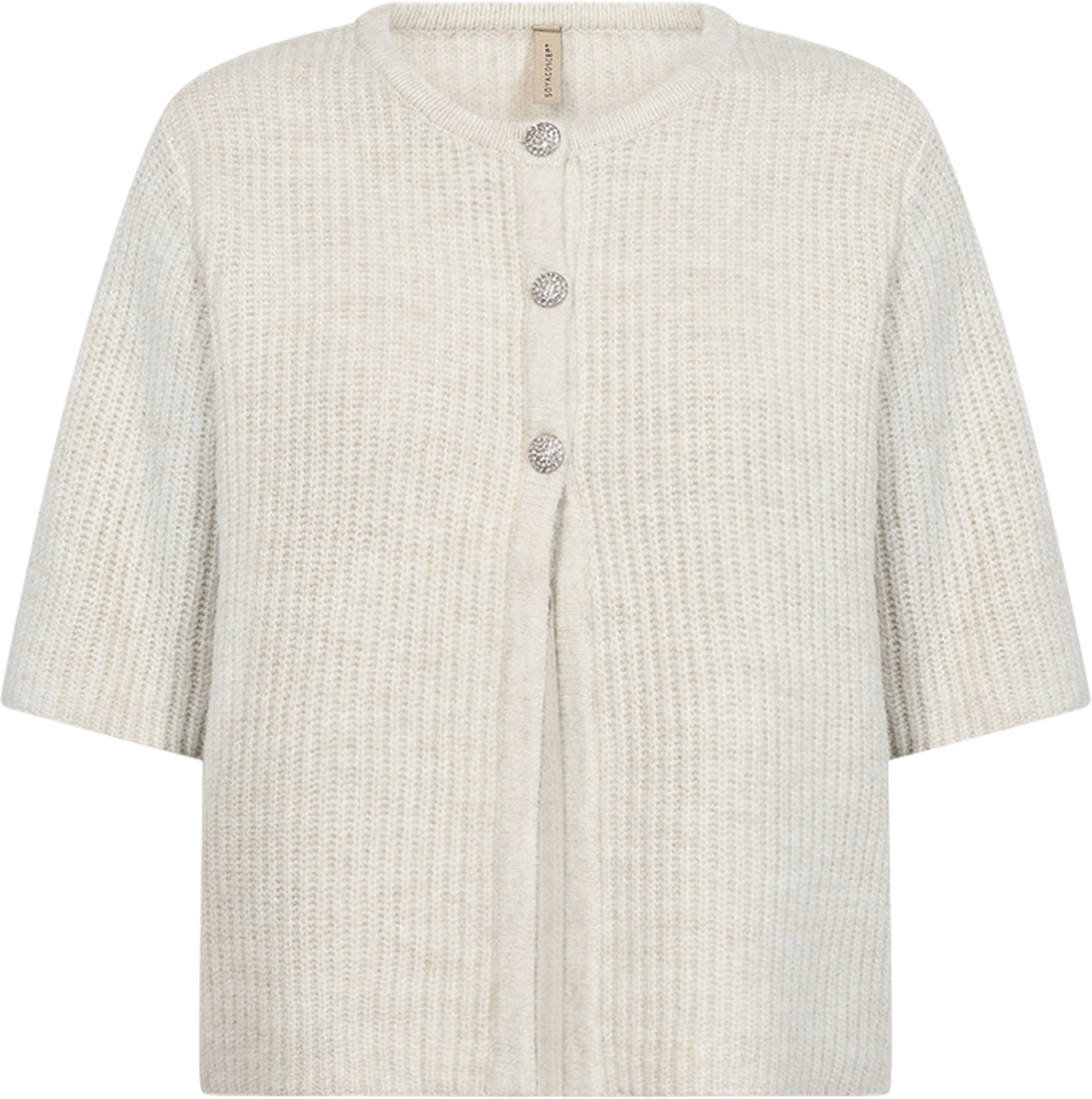 Herla 5 Cardigan, från Soyaconcept, i färgen Light Sand Melange. Klicka för att öppna bilden i stort format