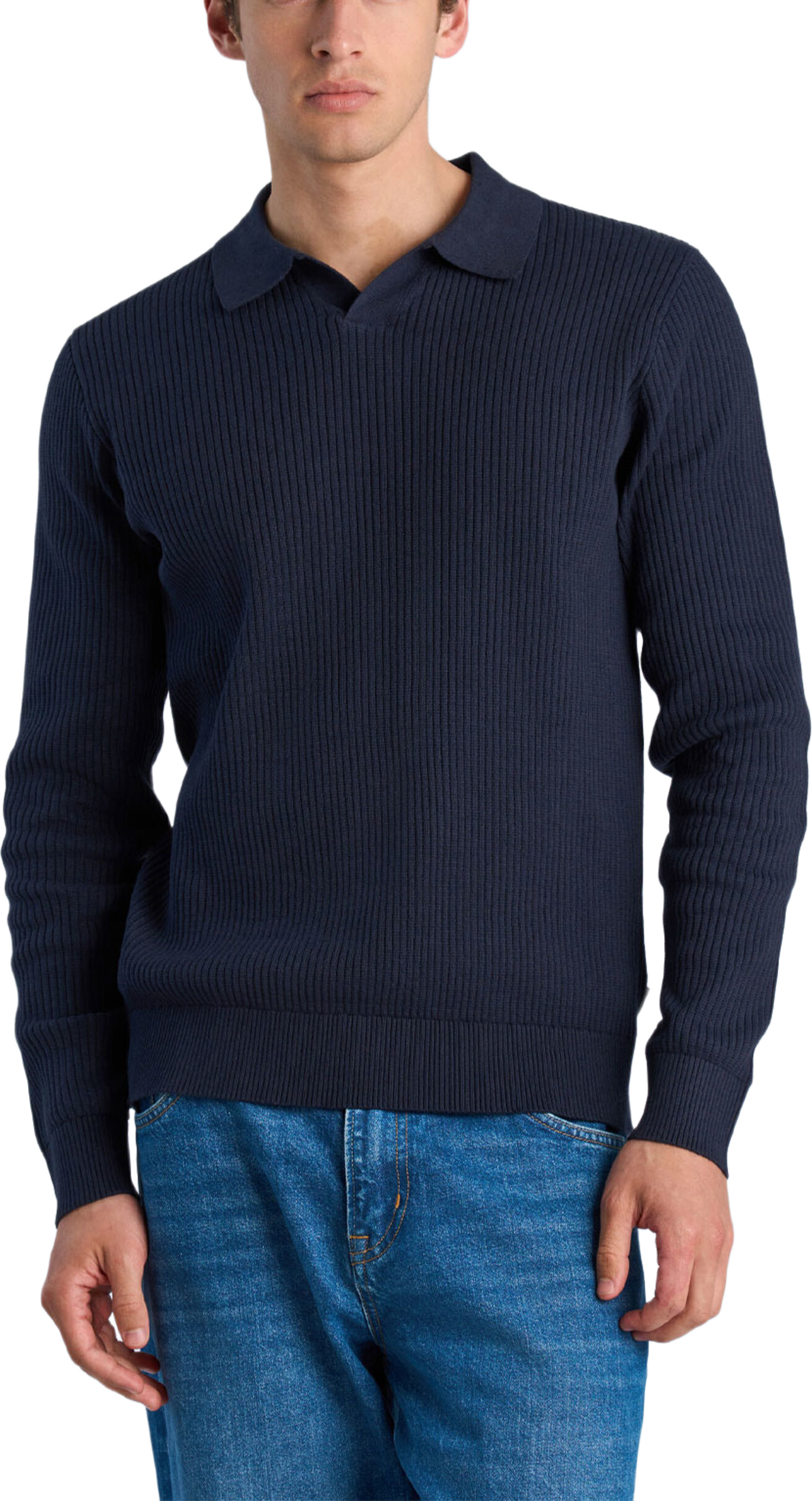Ribbed button cardigan, från Lindbergh, i färgen Navy. Klicka för att öppna bilden i stort format