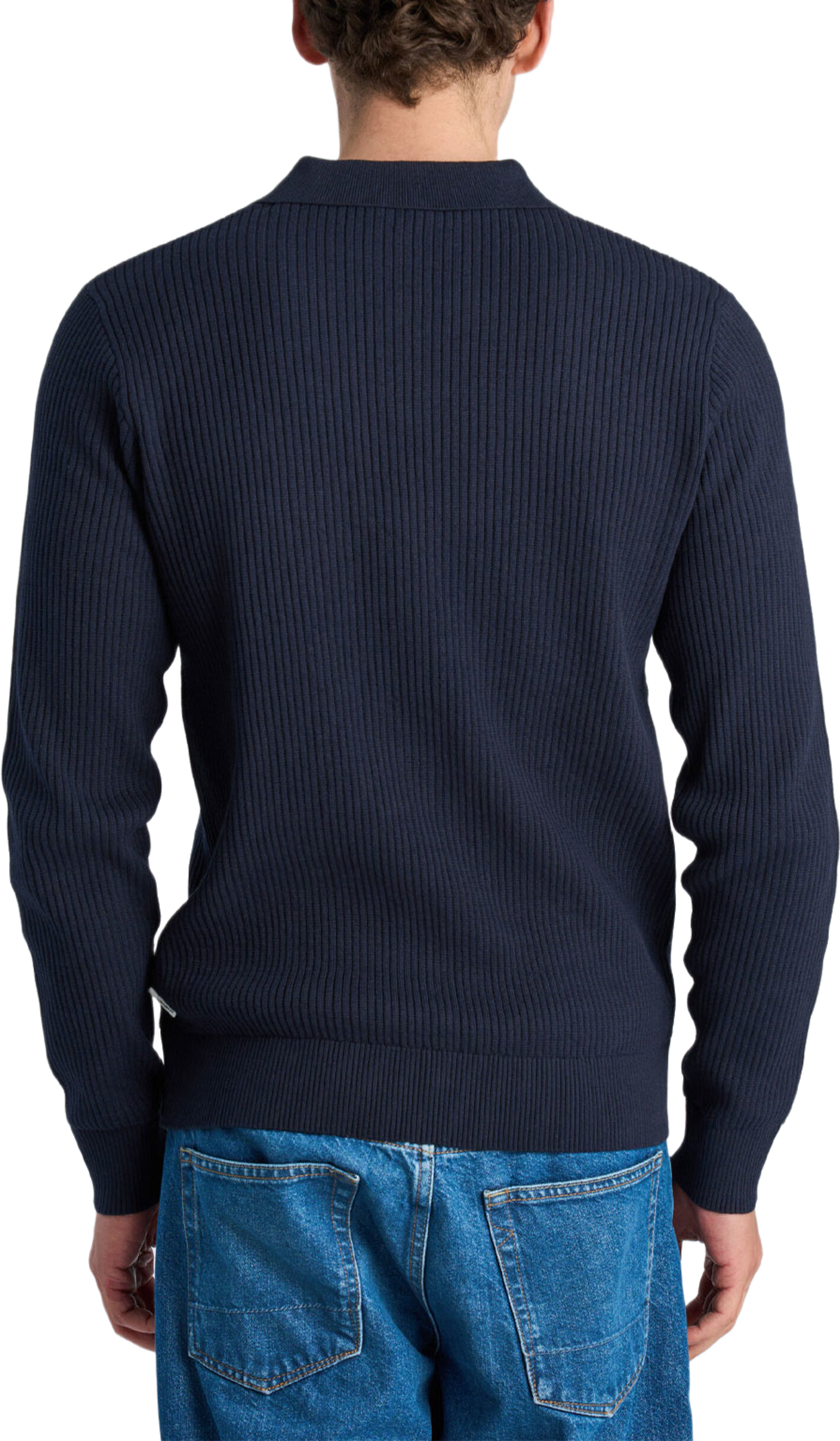 Ribbed button cardigan, från Lindbergh, i färgen Navy. Klicka för att öppna bilden i stort format