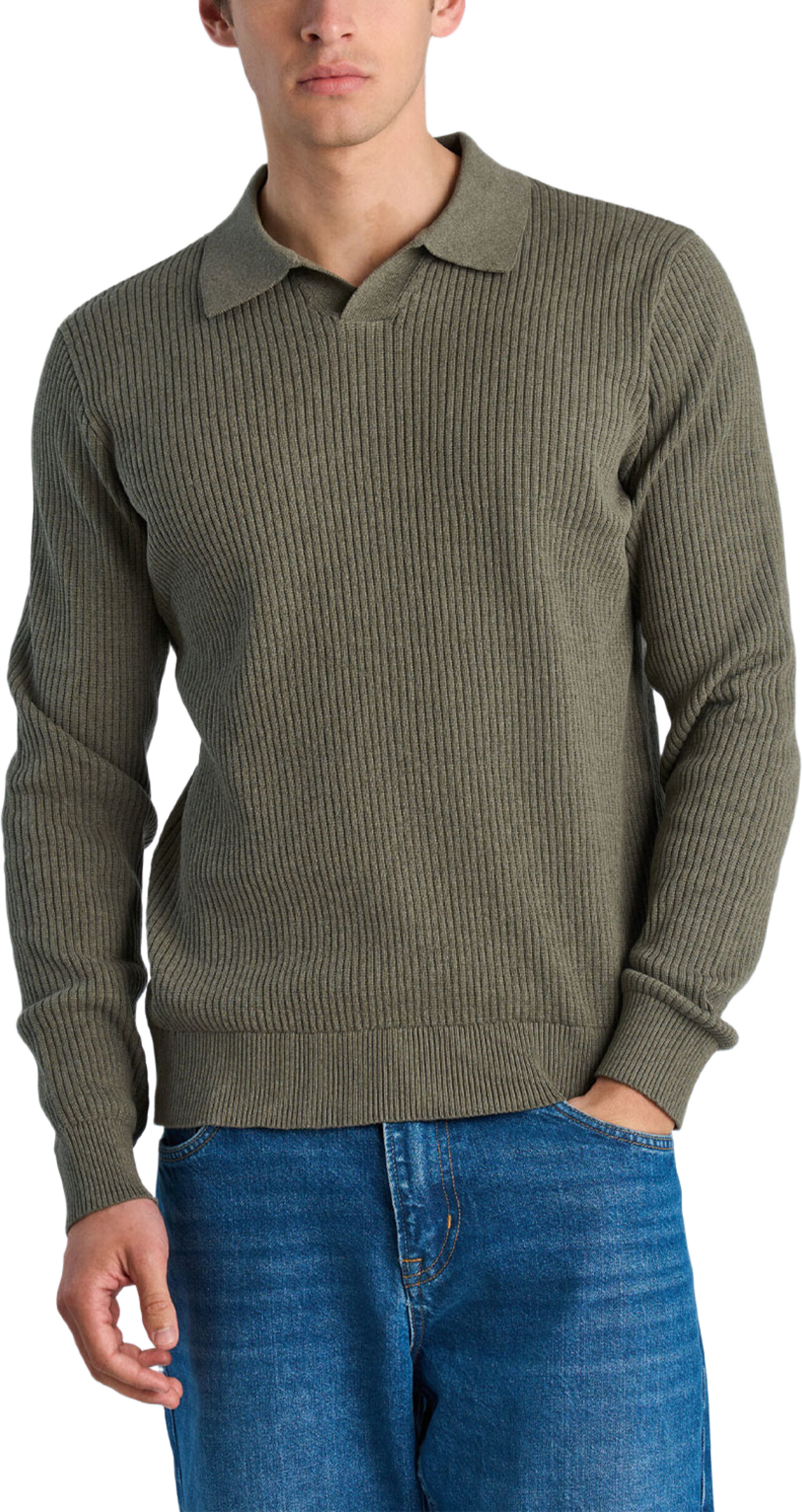 Ribbed button cardigan, från Lindbergh, i färgen Army. Klicka för att öppna bilden i stort format