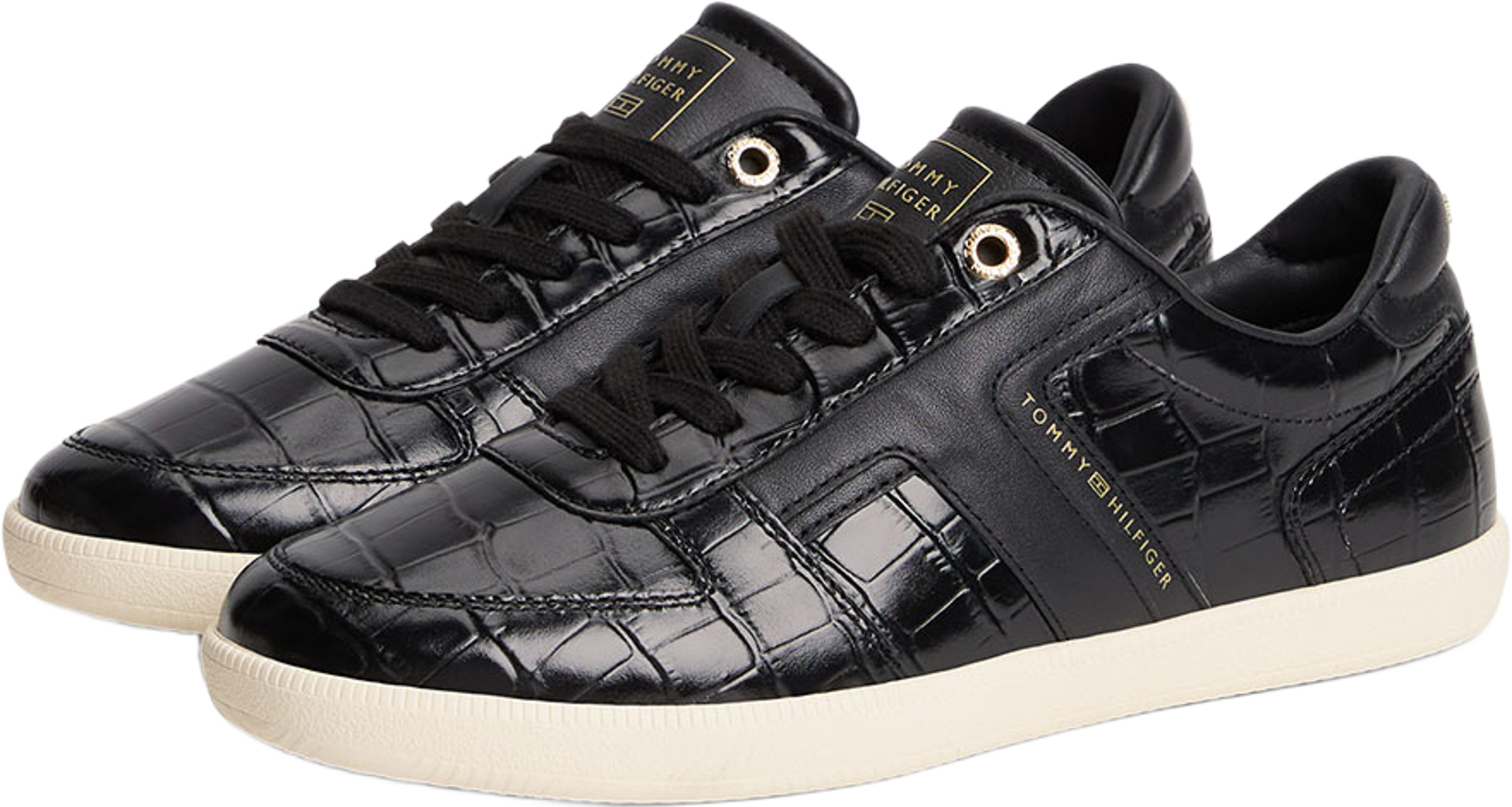 Tribeca Croco Sneakers, från Tommy Hilfiger, i färgen Black/Ecru. Klicka för att öppna bilden i stort format