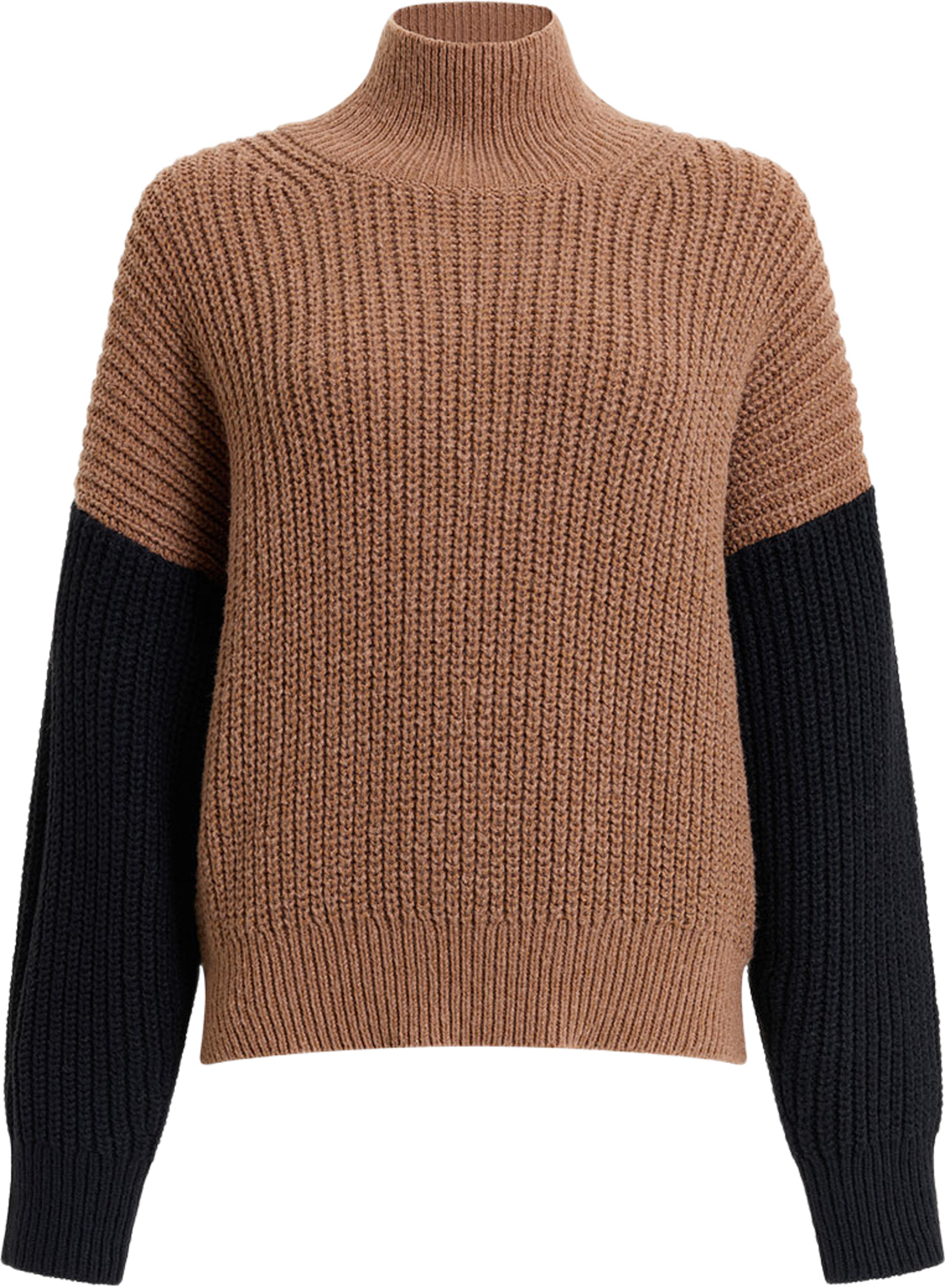 Iona Brown Colour Block Roll Neck Jumper, från French Connection, i färgen Black/Toffee Brown. Klicka för att öppna bilden i stort format