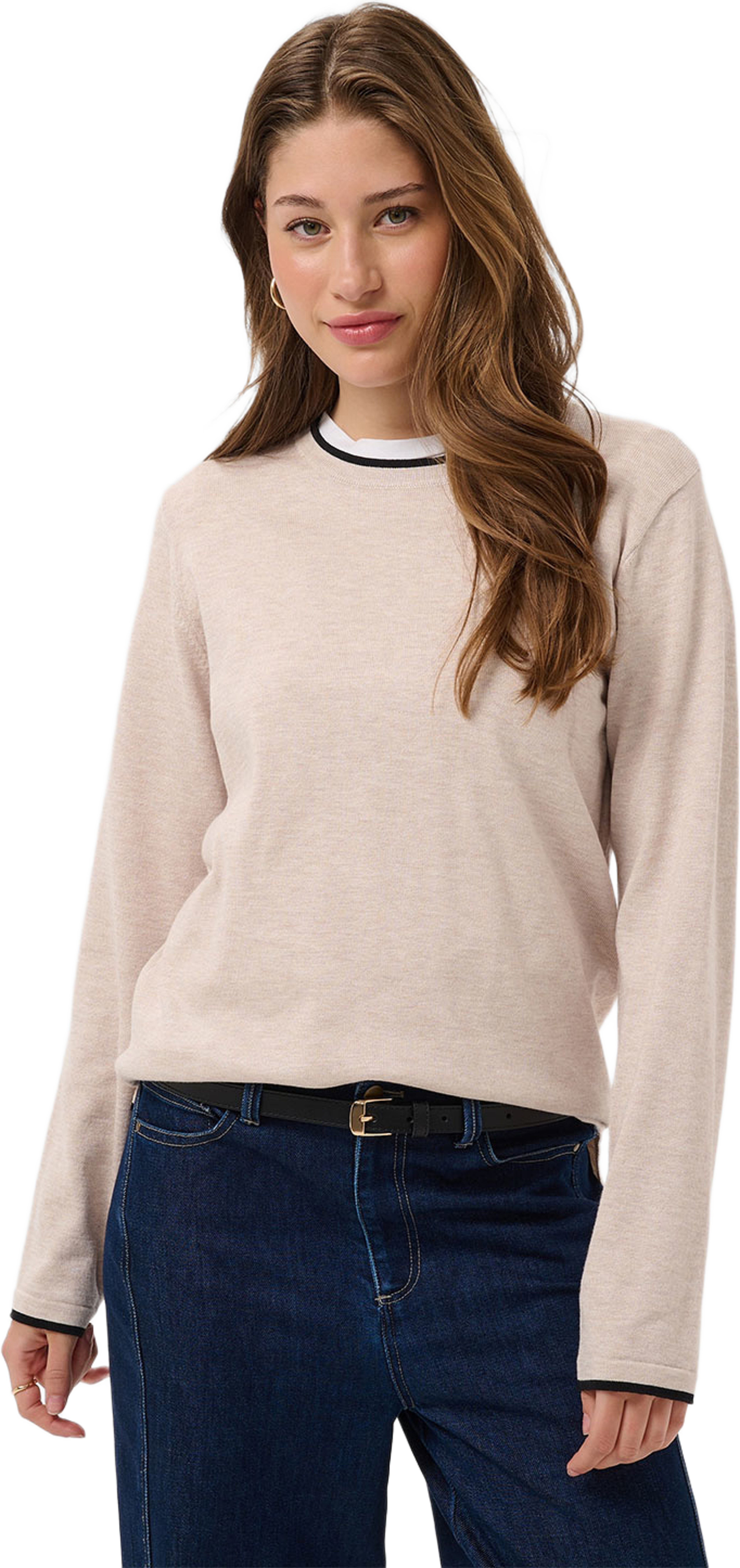 MilaSZ LS Contrast Pullover, från Saint Tropez, i färgen Gray Morn Mel. Black Contrast. Klicka för att öppna bilden i stort format
