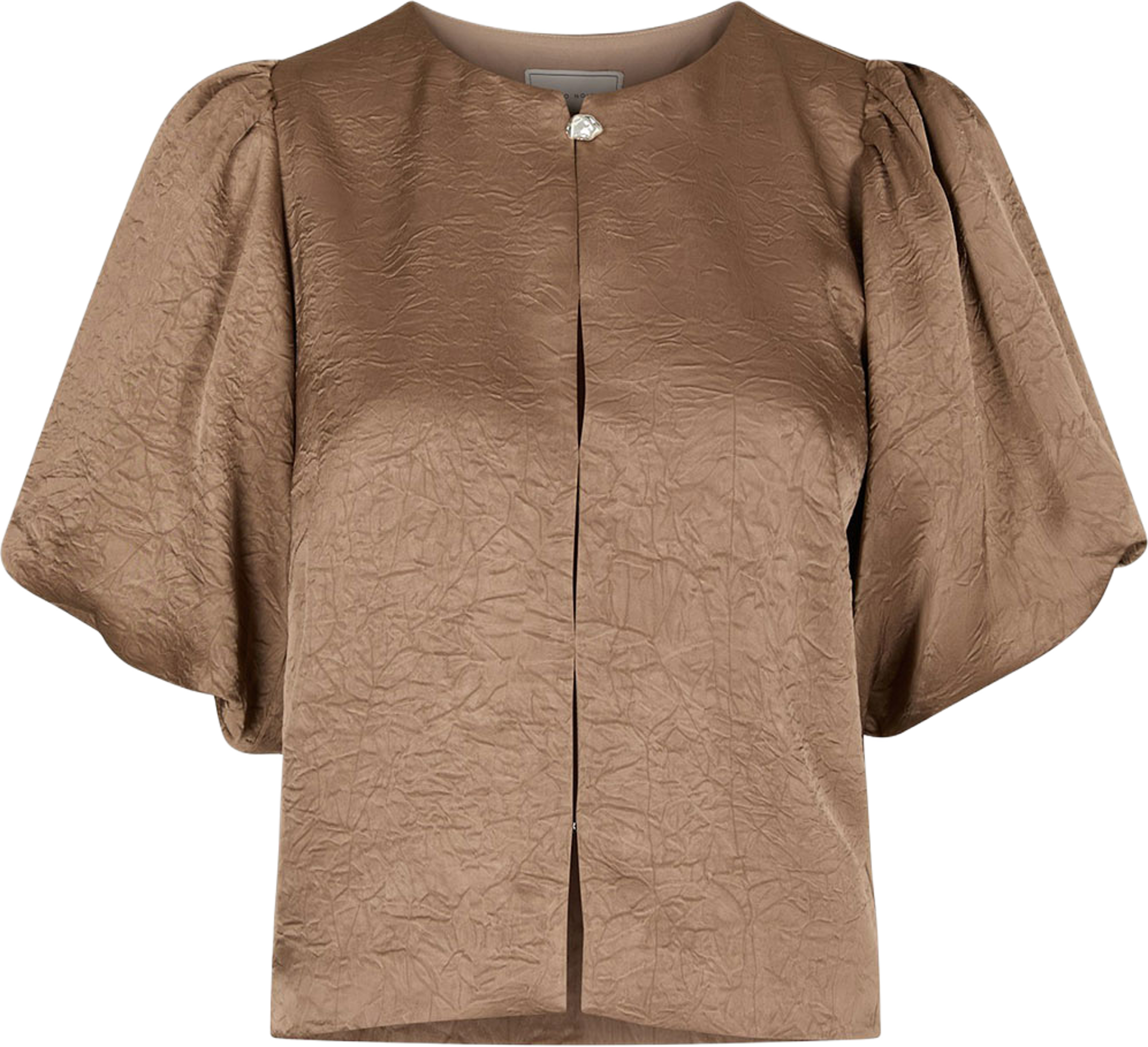 Monic Structure Satin Blouse, från Neo Noir, i färgen Dark Taupe. Klicka för att öppna bilden i stort format