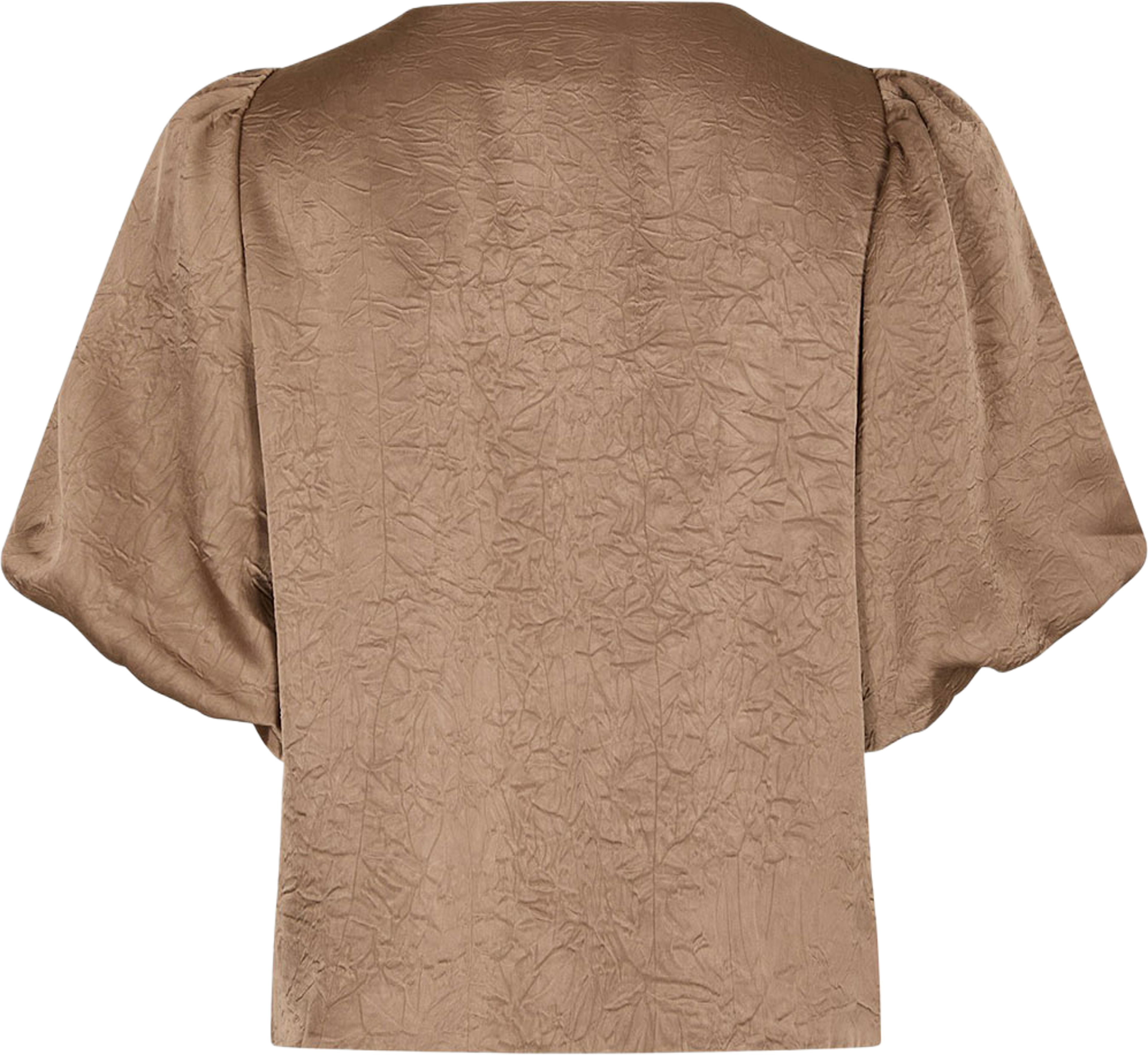 Monic Structure Satin Blouse, från Neo Noir, i färgen Dark Taupe. Klicka för att öppna bilden i stort format