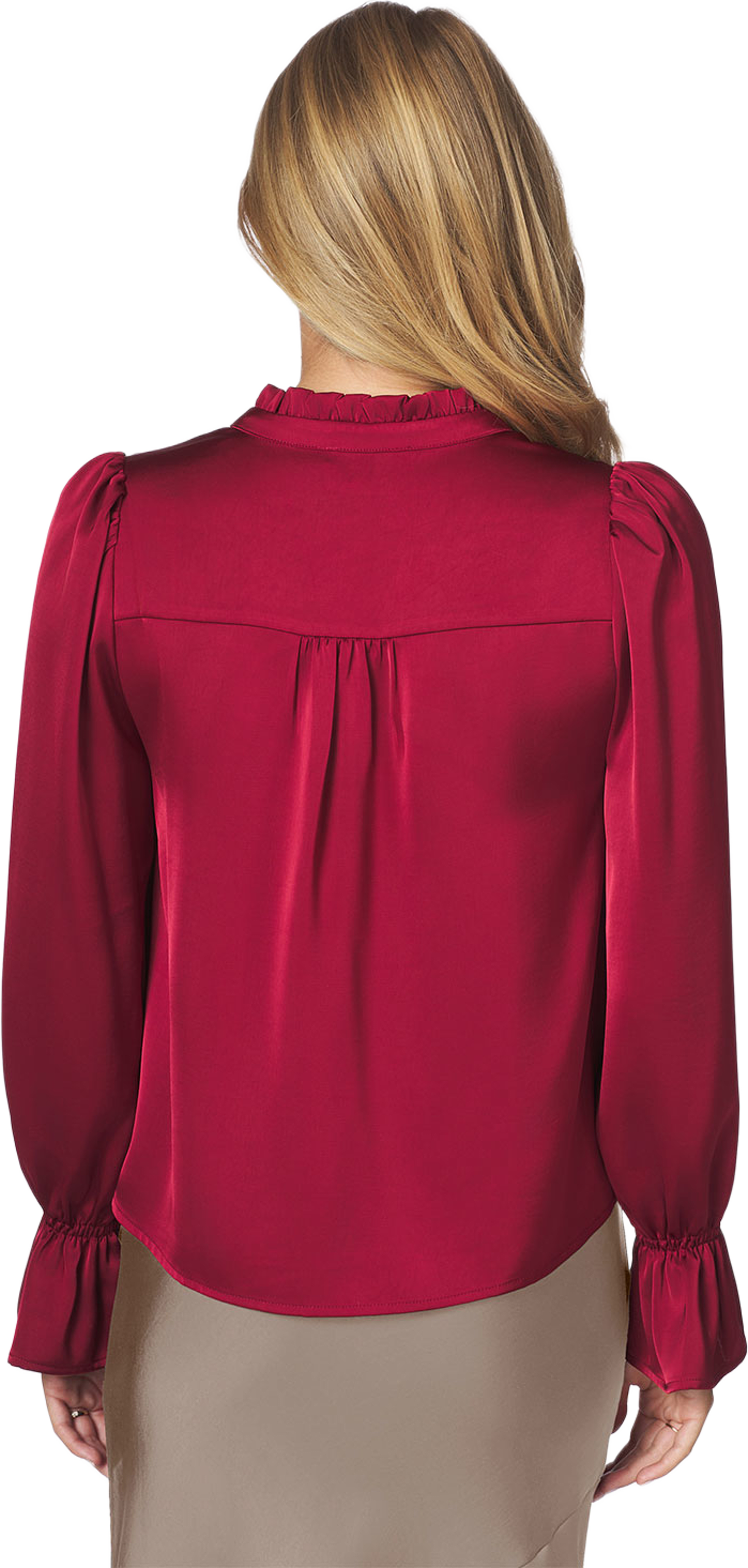 Aurora Heavy Sateen Blouse, från Neo Noir, i färgen Dark Red. Klicka för att öppna bilden i stort format