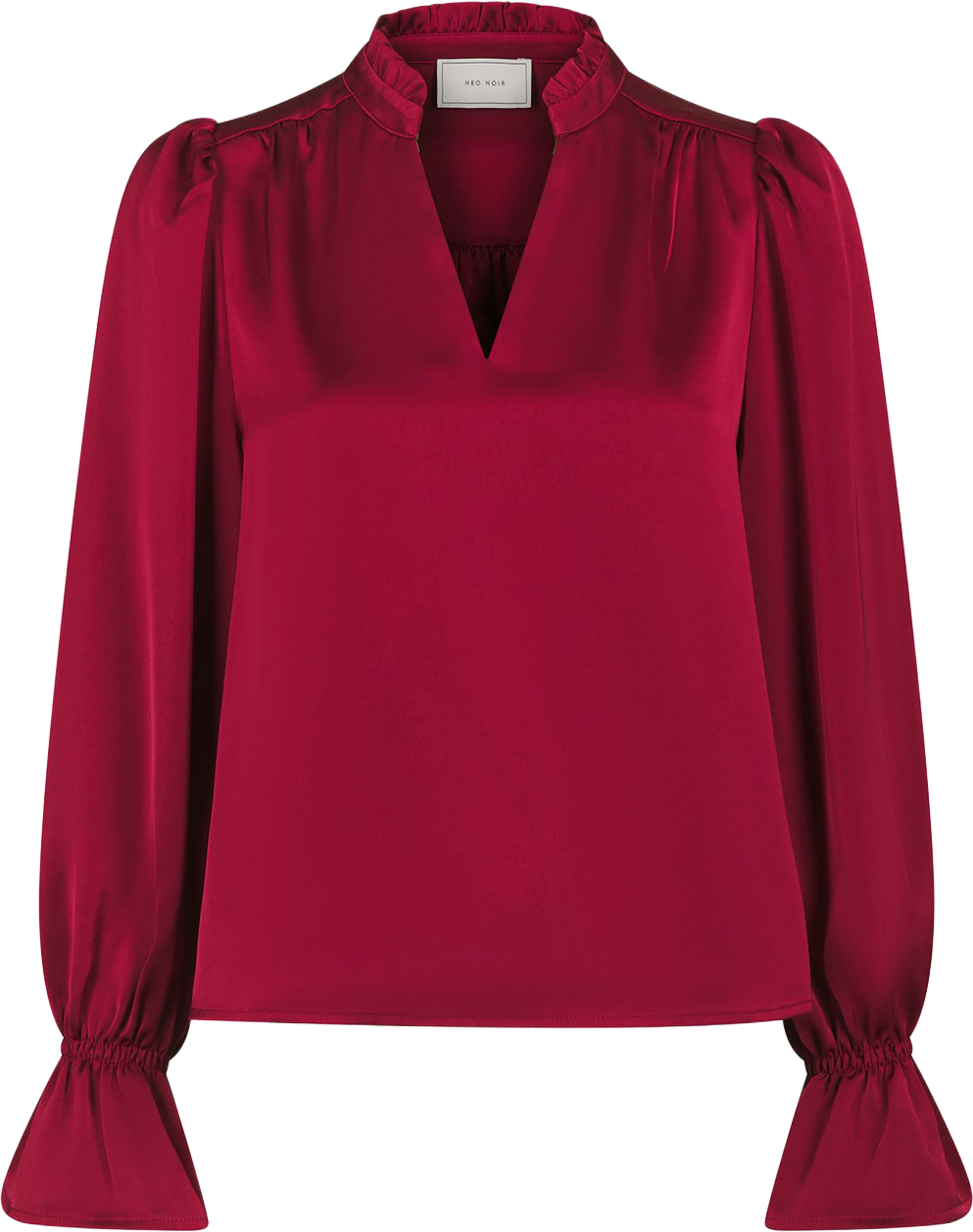Aurora Heavy Sateen Blouse, från Neo Noir, i färgen Dark Red. Klicka för att öppna bilden i stort format