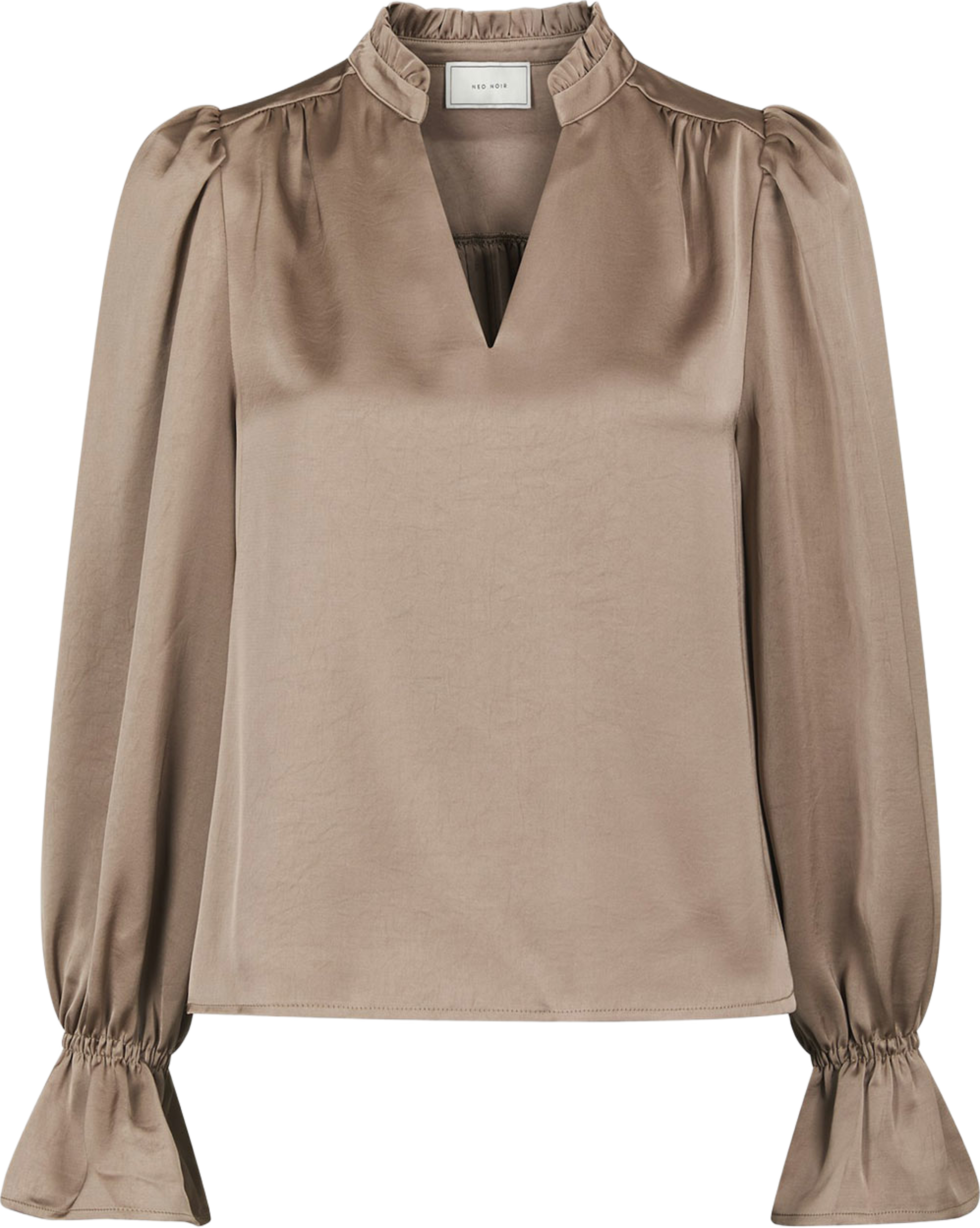 Aurora Heavy Sateen Blouse, från Neo Noir, i färgen Dark Taupe. Klicka för att öppna bilden i stort format