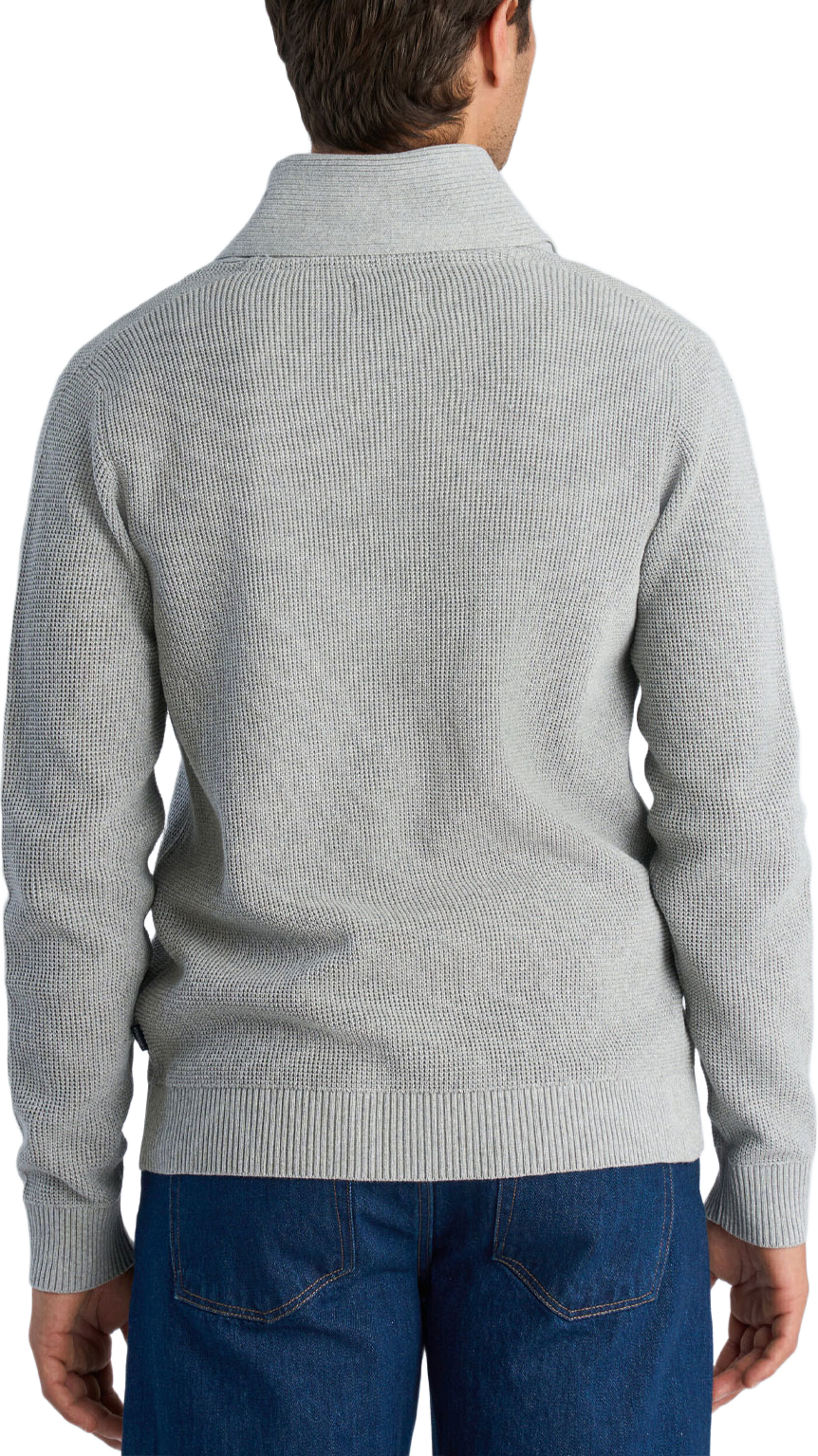 Recycled shawl collar cardigan, från Lindbergh, i färgen Grey Mel. Klicka för att öppna bilden i stort format