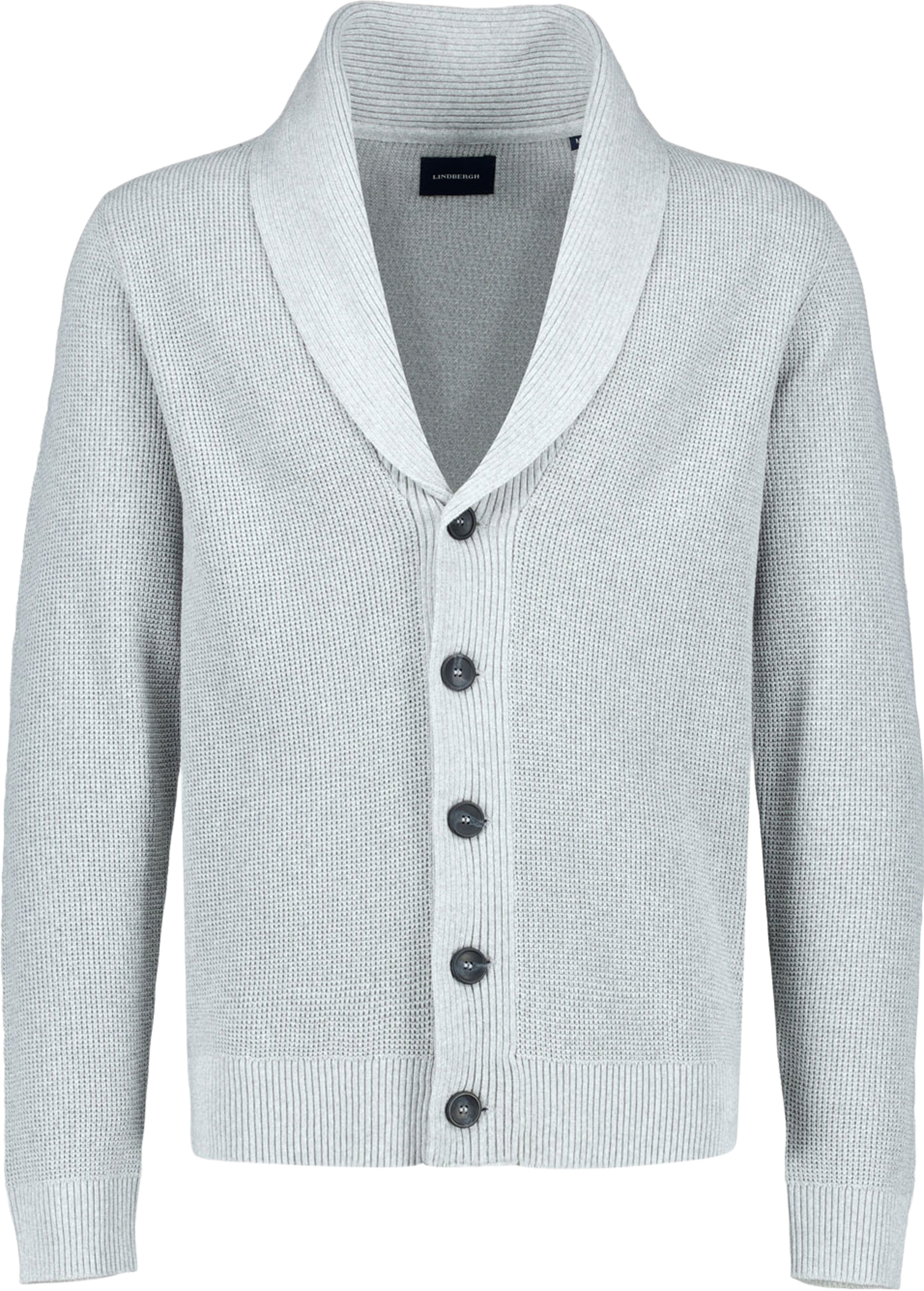 Recycled shawl collar cardigan, från Lindbergh, i färgen Grey Mel. Klicka för att öppna bilden i stort format