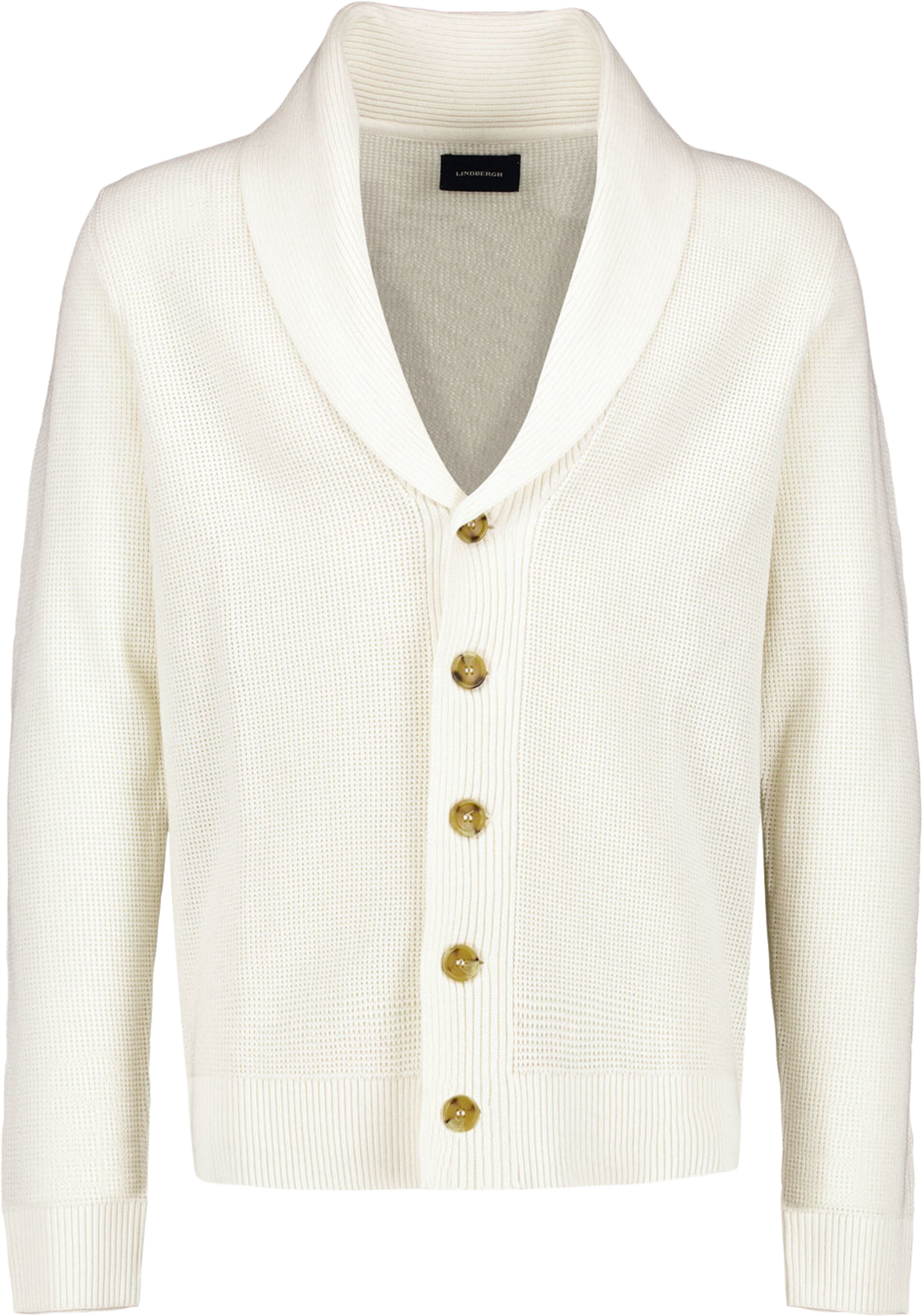 Recycled shawl collar cardigan, från Lindbergh, i färgen Off White. Klicka för att öppna bilden i stort format