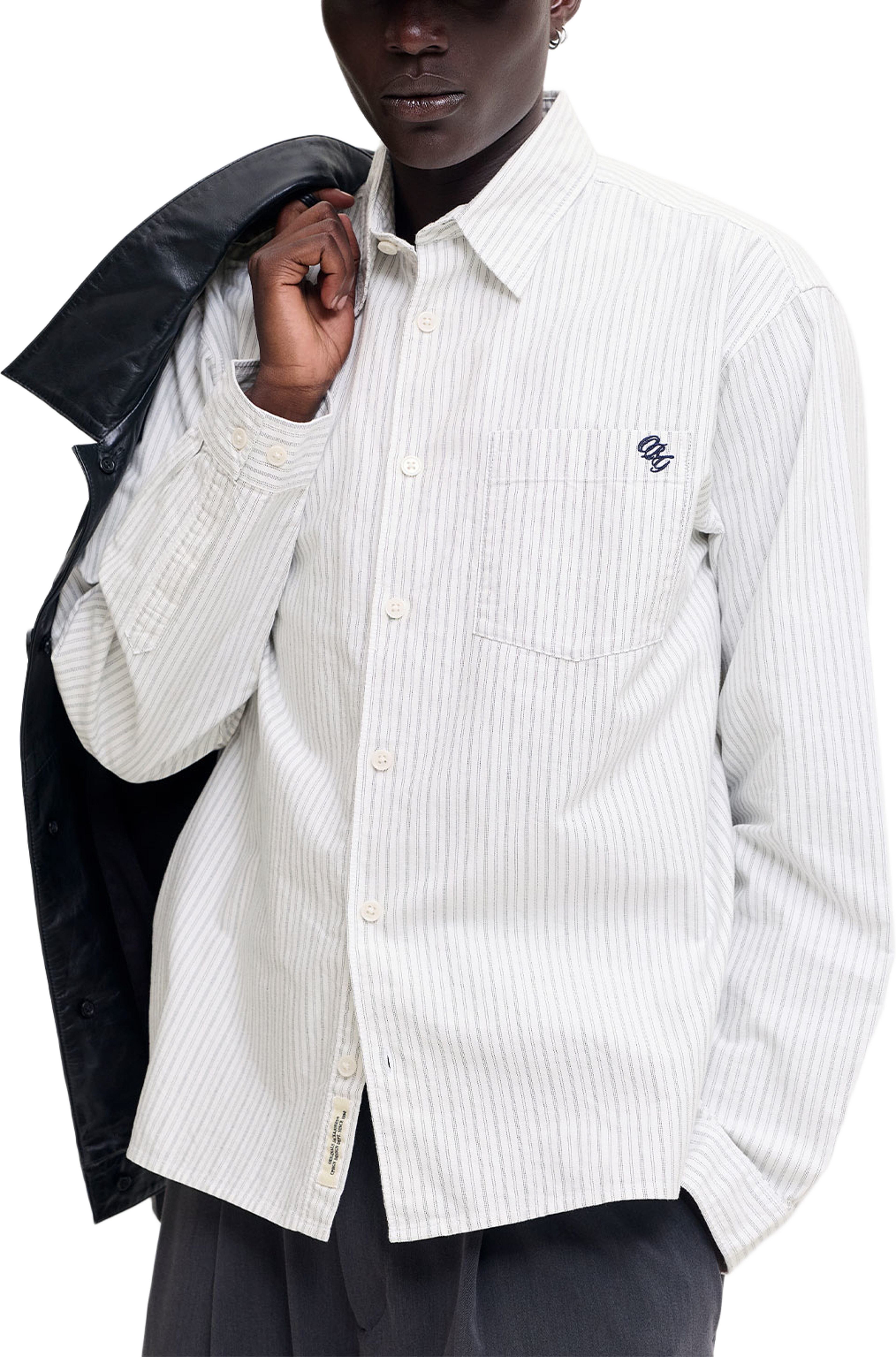 Fredriksbergs Oxford Shirt, från Jack & Jones, i färgen Snow White Stripes. Klicka för att öppna bilden i stort format