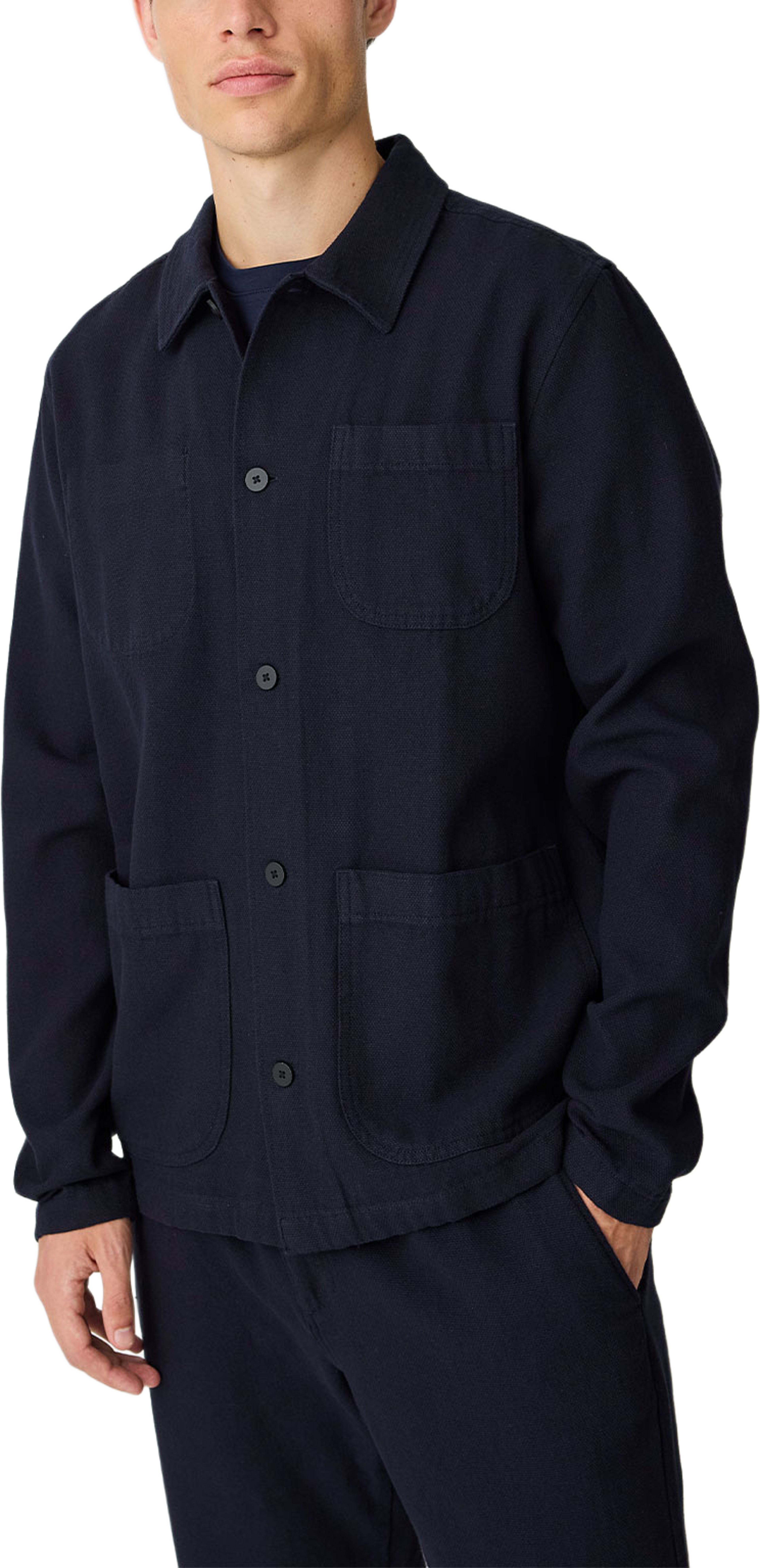 Canvas Overshirt, från Knowledge Cotton Apparel, i färgen 1412 Night Sky. Klicka för att öppna bilden i stort format