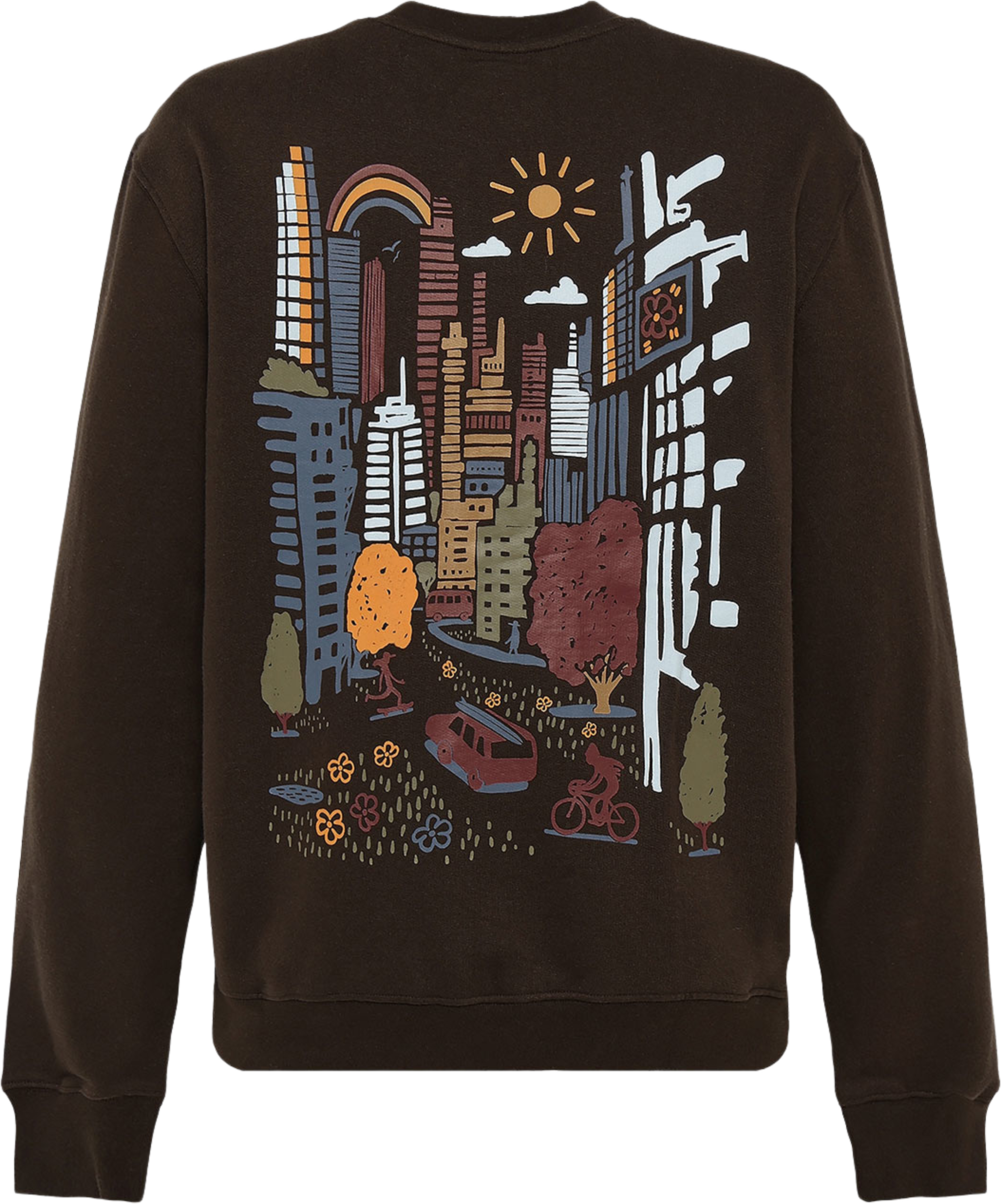 Relaxed Printed Crew Neck, från Knowledge Cotton Apparel, i färgen 1487 Chocolate Torte. Klicka för att öppna bilden i stort format