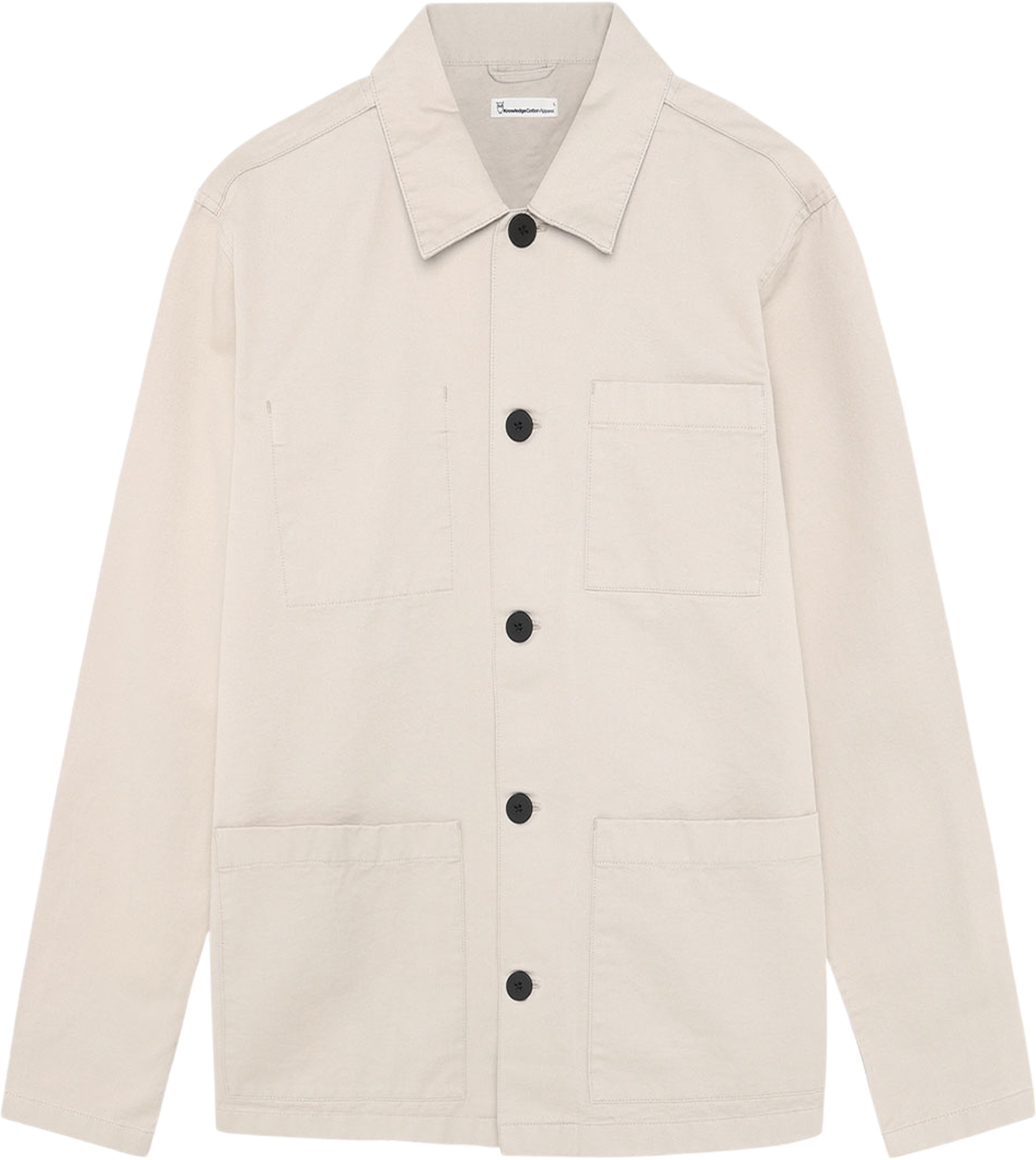 Twill Overshirt, från Knowledge Cotton Apparel, i färgen 1228 Light Feather Gray. Klicka för att öppna bilden i stort format