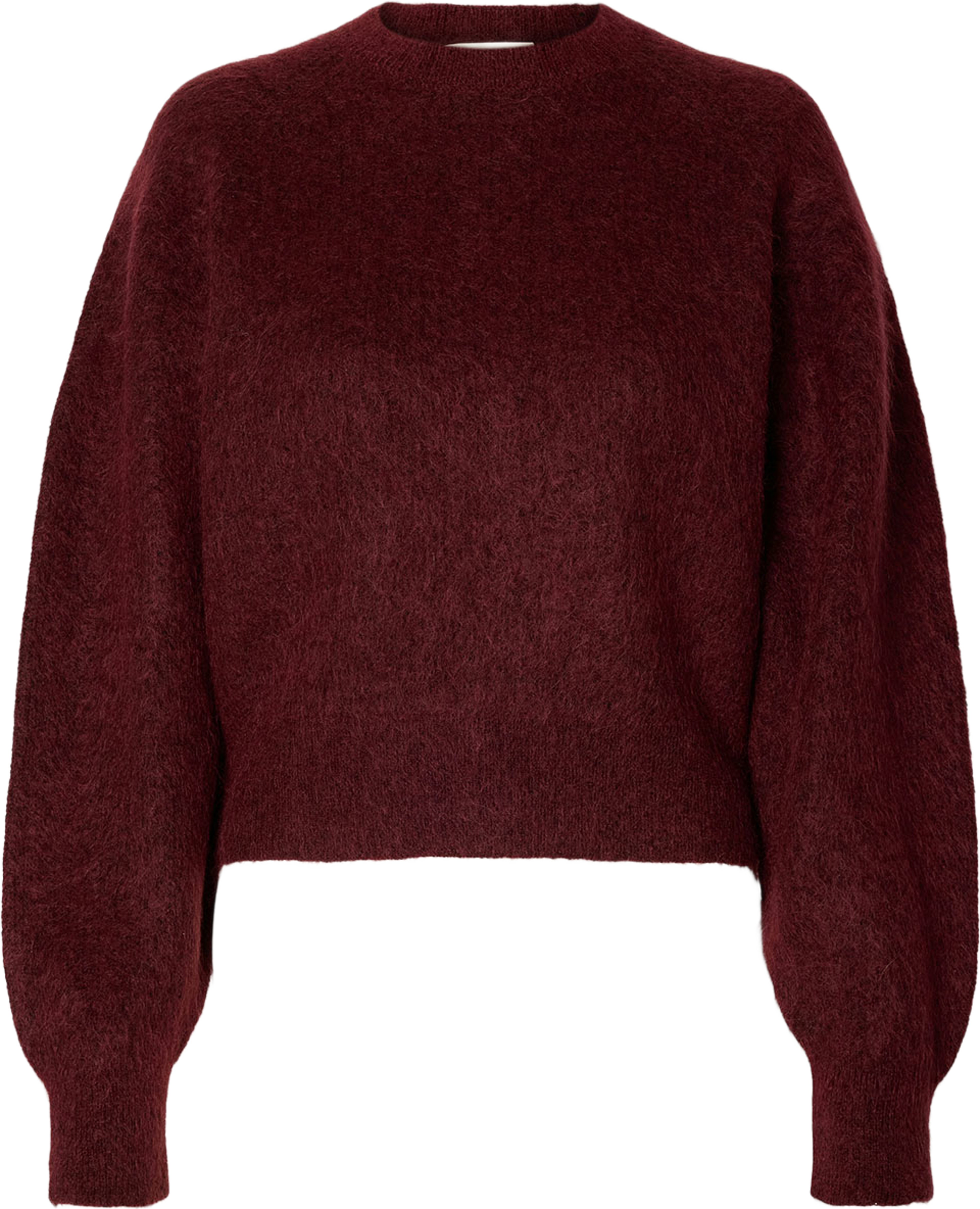 Mira Knit Short O-Neck Shirt, från Selected, i färgen Tawny Port. Klicka för att öppna bilden i stort format
