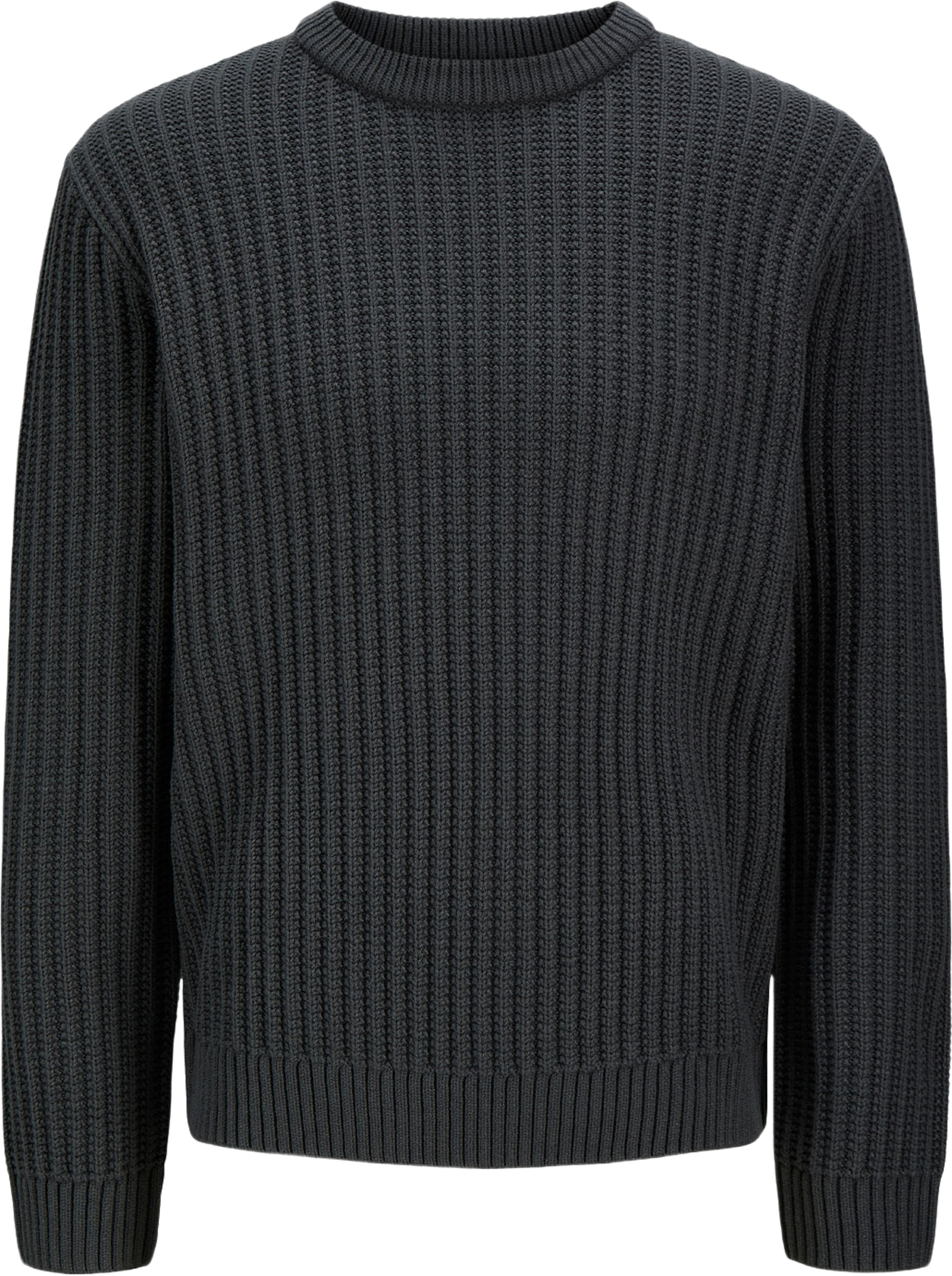 Jaxon Knit Crewneck, från Jack & Jones, i färgen Asphalt. Klicka för att öppna bilden i stort format