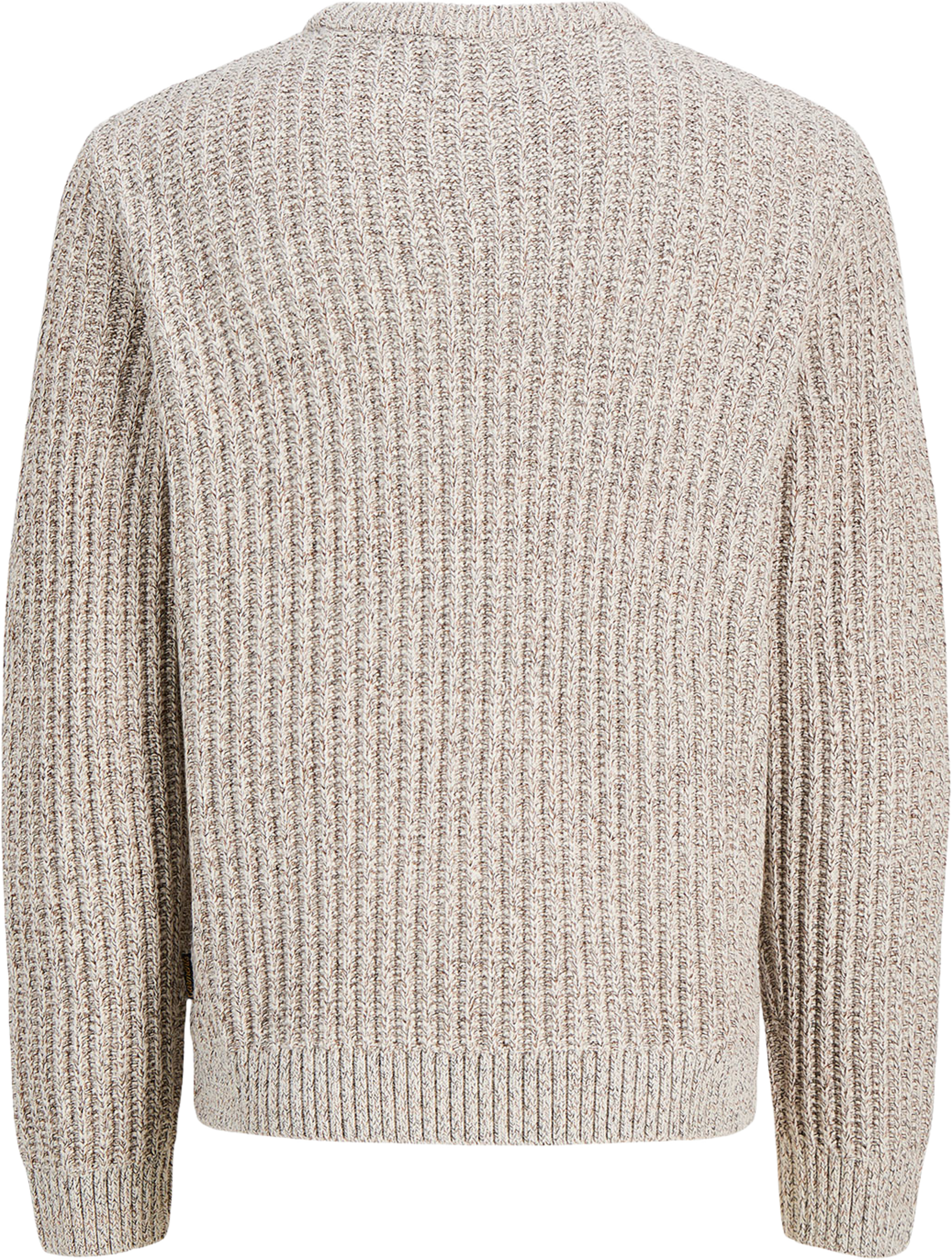 Jaxon Knit Crewneck, från Jack & Jones, i färgen Sea Salt Twisted Mulch + Monks Robe. Klicka för att öppna bilden i stort format