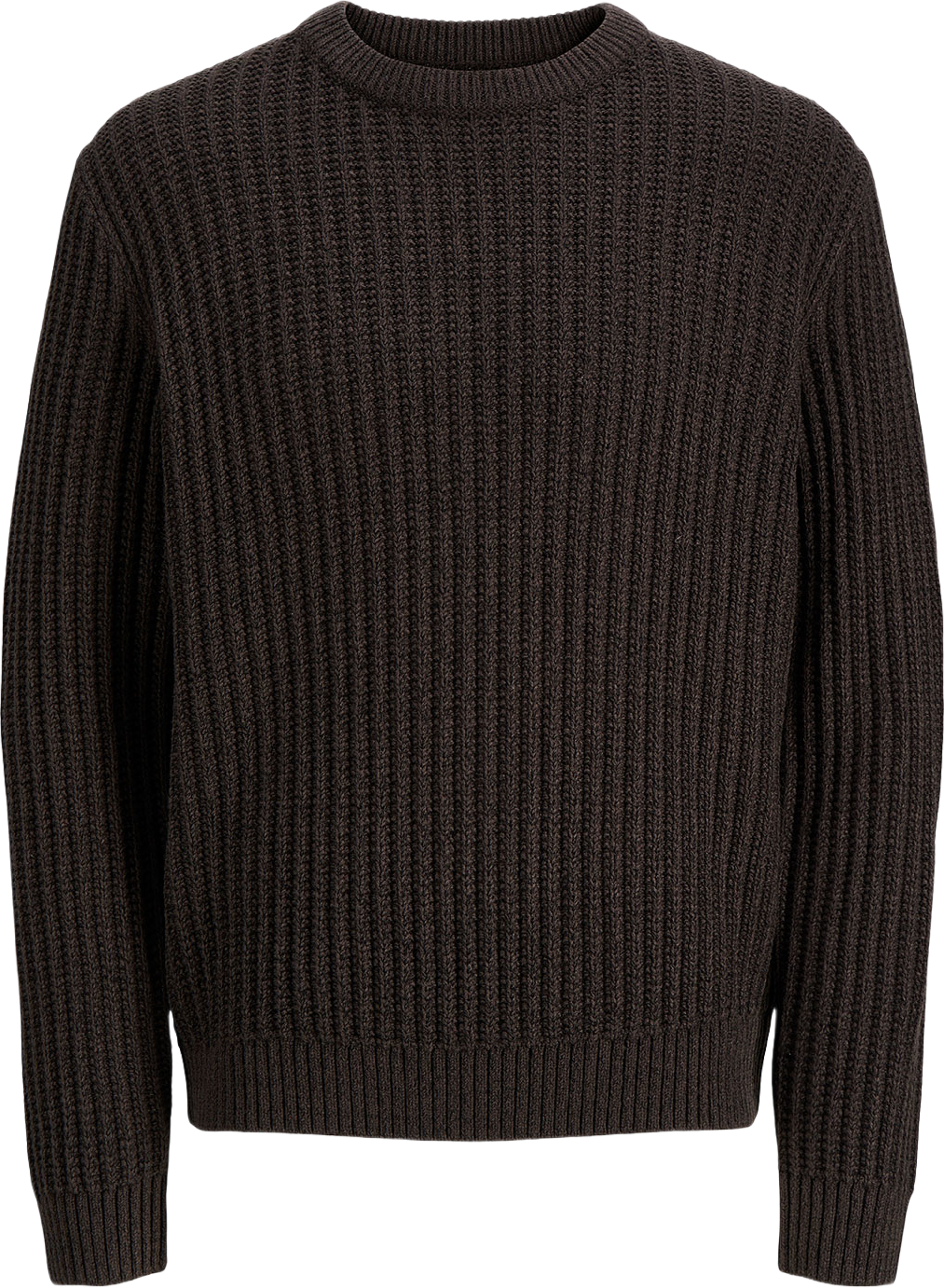 Jaxon Knit Crewneck, från Jack & Jones, i färgen Mulch Twisted Black. Klicka för att öppna bilden i stort format