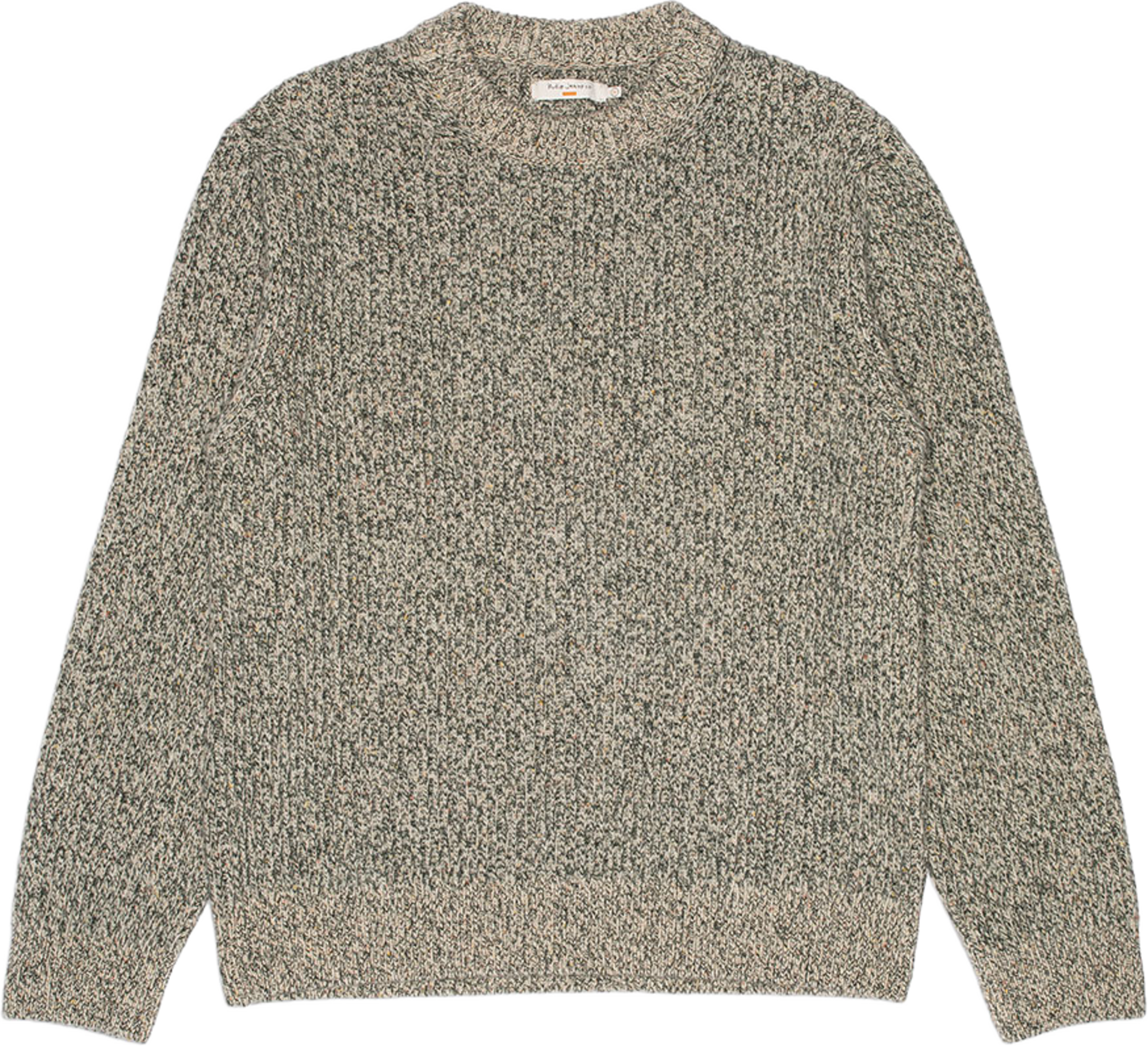 August Rib Wool Sweater, från Nudie Jeans, i färgen Green Melange. Klicka för att öppna bilden i stort format