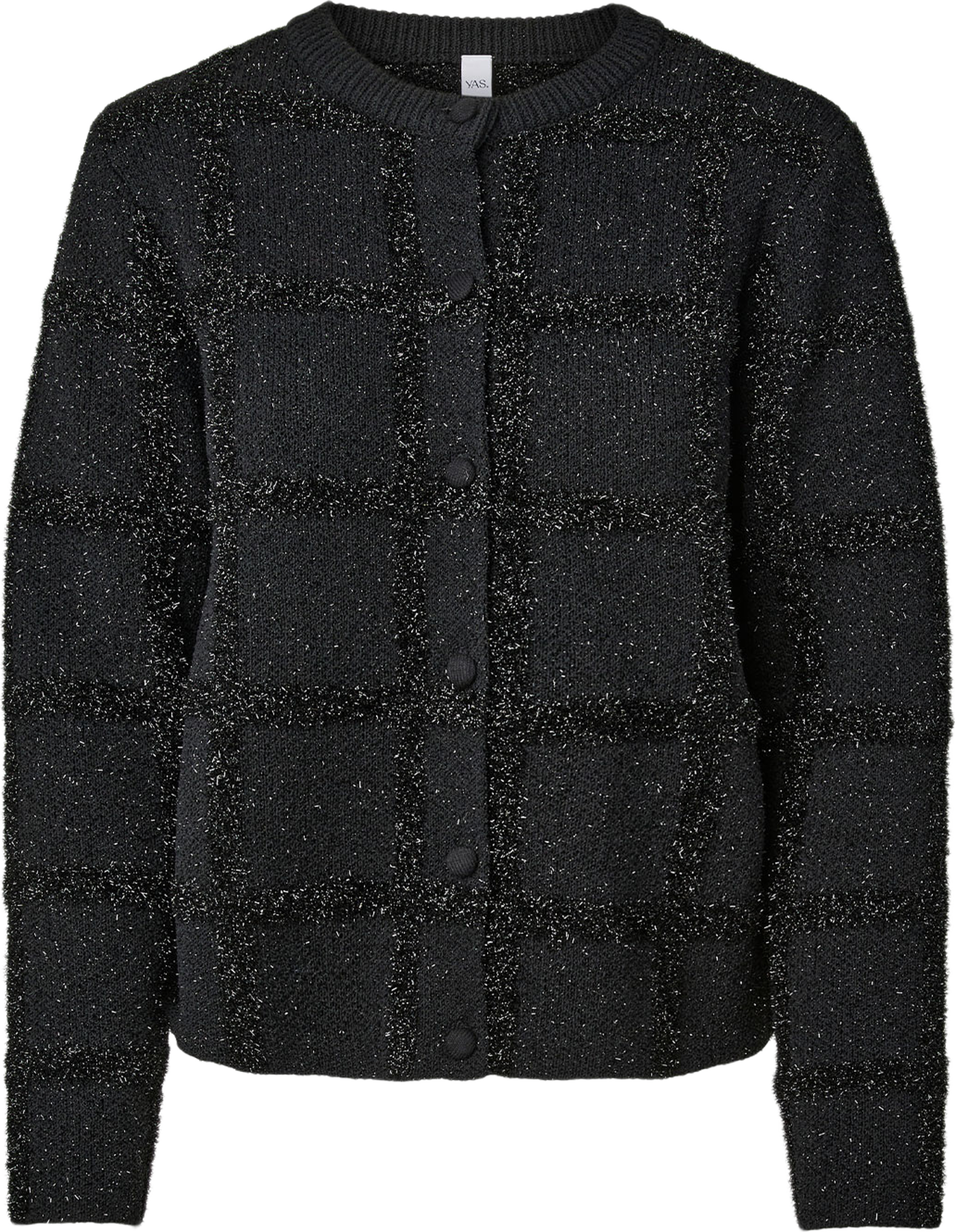 Yascasti Lurex Knit Cardigan, från YAS, i färgen Black Black Shimmer. Klicka för att öppna bilden i stort format